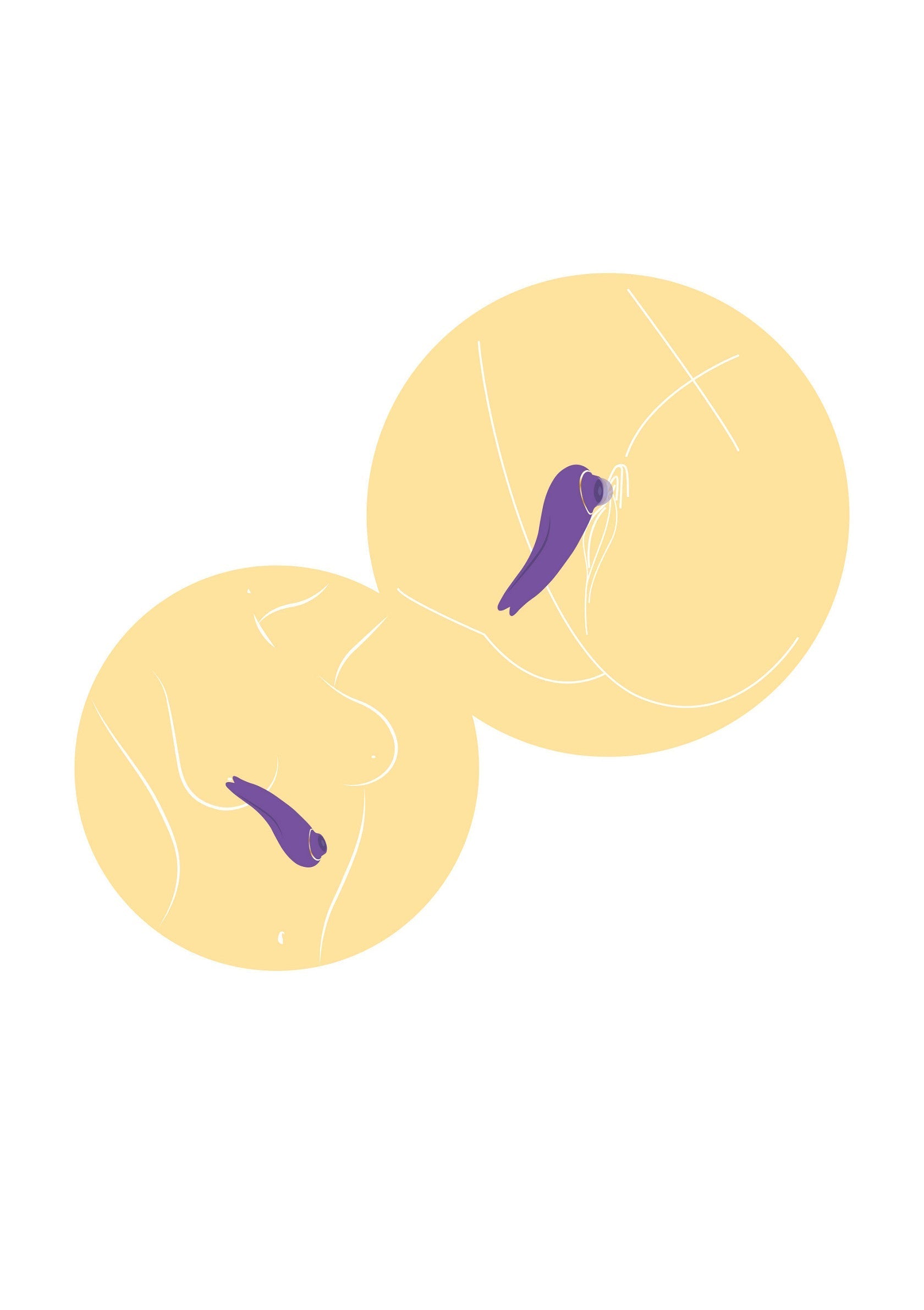 Illustration minimaliste de boules de geisha pour le plaisir féminin.; Minimalistische illustratie van geishaballen voor vrouwelijk genot.; Minimalist illustration of geisha balls for female pleasure.