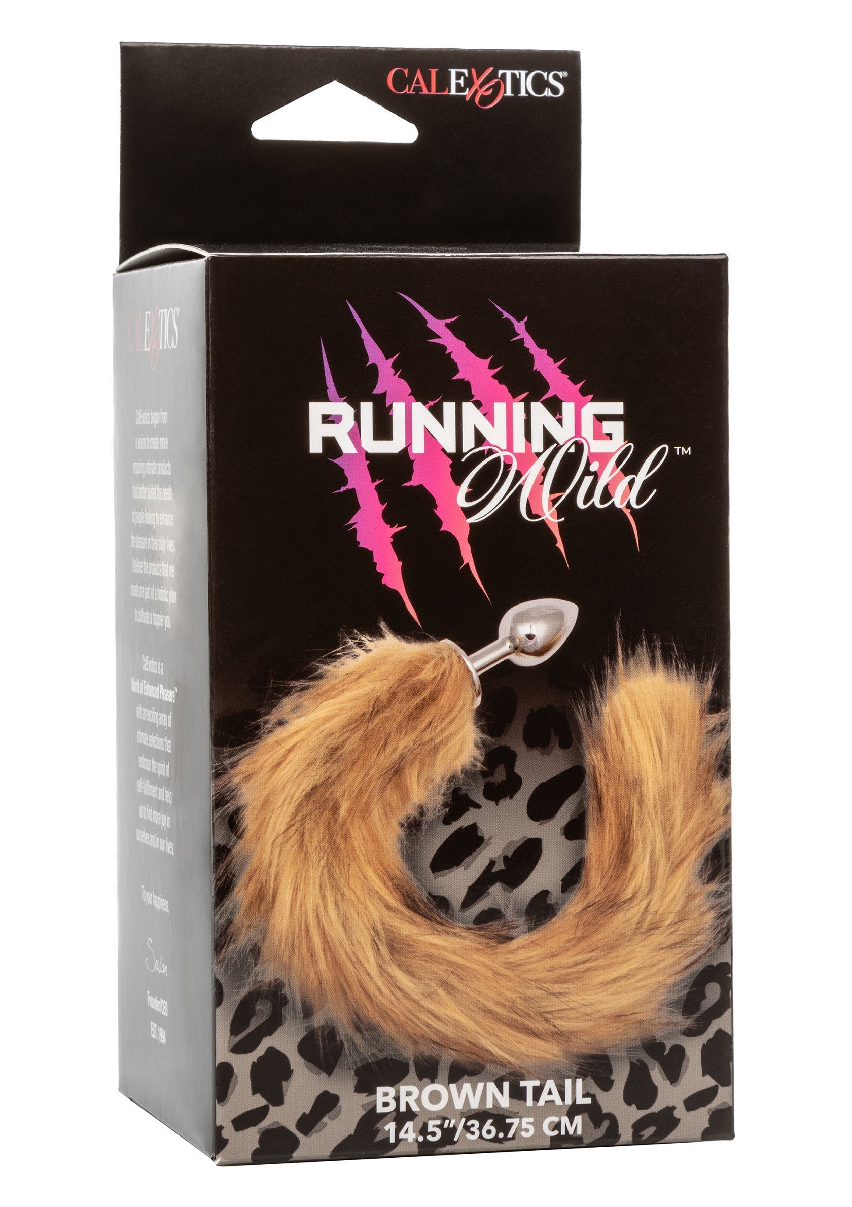 Queue marron CalExotics 'Running Wild' avec plug anal, pour une expérience amusante et sauvage. 14,5"/36,75 cm.; CalExotics 'Running Wild' bruine staart met anale plug, voor een leuke en wilde ervaring. 14,5"/36,75 cm.; CalExotics 'Running Wild' brown tail with anal plug, for a fun and wild experience. 14.5"/36.75 cm.