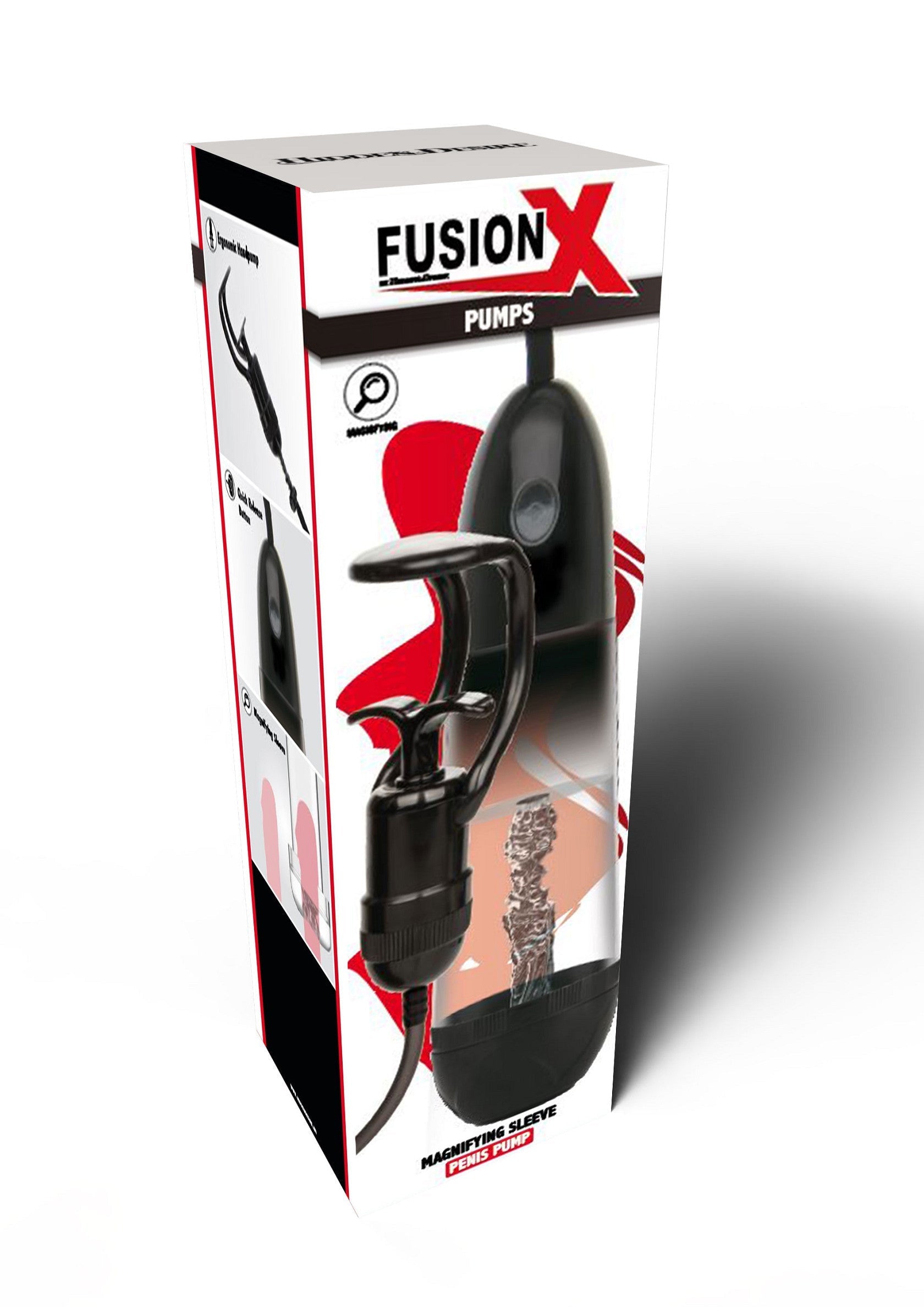 Fusion X Pumps: Pompe à pénis pour un plaisir et une augmentation de la taille.; Fusion X Pumps: Penis pomp voor genot en vergroting van de grootte.; Fusion X Pumps: Penis pump for pleasure and size enhancement.