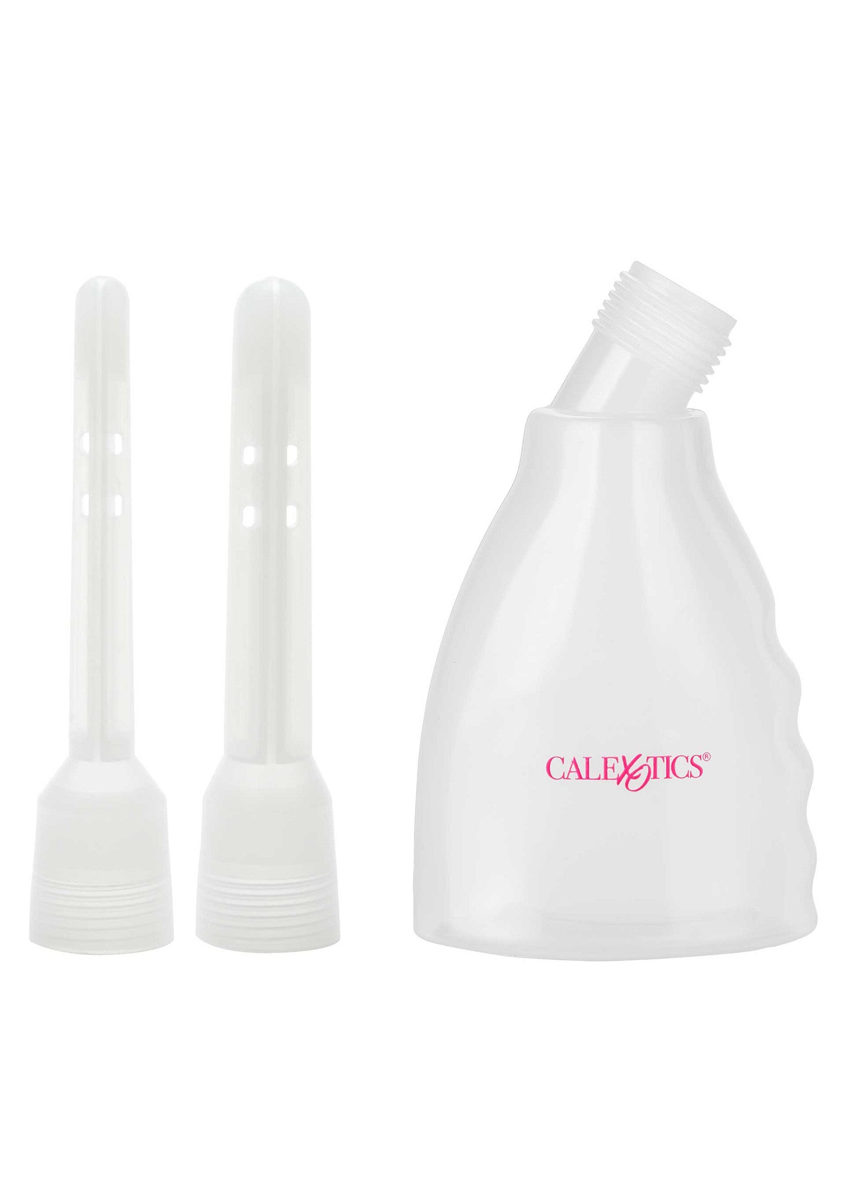 Kit de douche anale CalExotics : confort et hygiène intime pour une expérience optimale. Facile à utiliser et à nettoyer.; CalExotics Doucheset: comfort en intieme hygiëne voor een optimale ervaring. Eenvoudig te gebruiken en schoon te maken.; CalExotics Douche Kit: comfort and intimate hygiene for an optimal experience. Easy to use and clean.