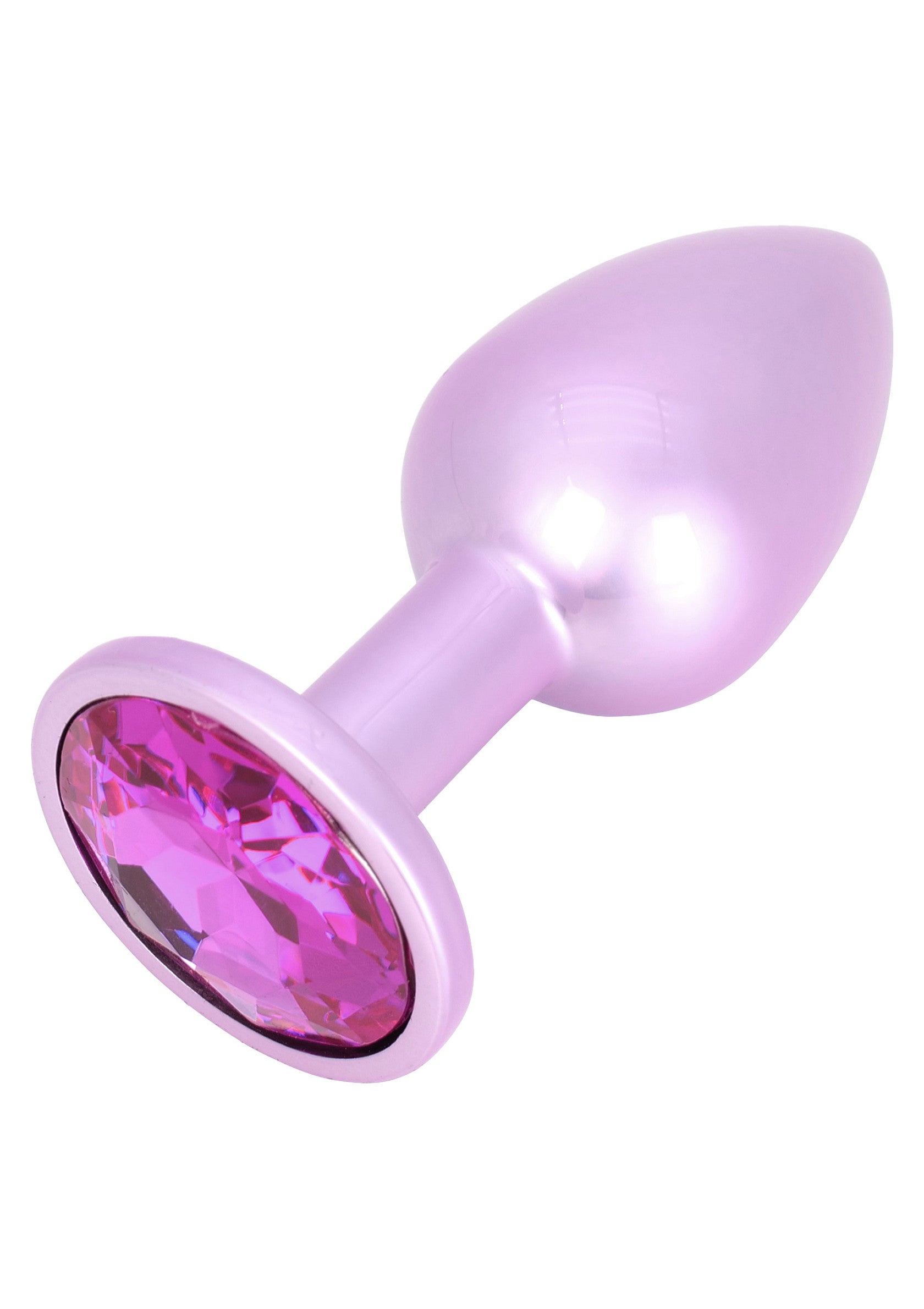 Plug anal rose orné d'un strass rose. Accessoire érotique pour le plaisir et la sensualité.; Roze anale plug met roze strass-steen. Erotisch accessoire voor plezier en sensualiteit.; Pink anal plug adorned with a pink rhinestone. Erotic accessory for pleasure and sensuality.