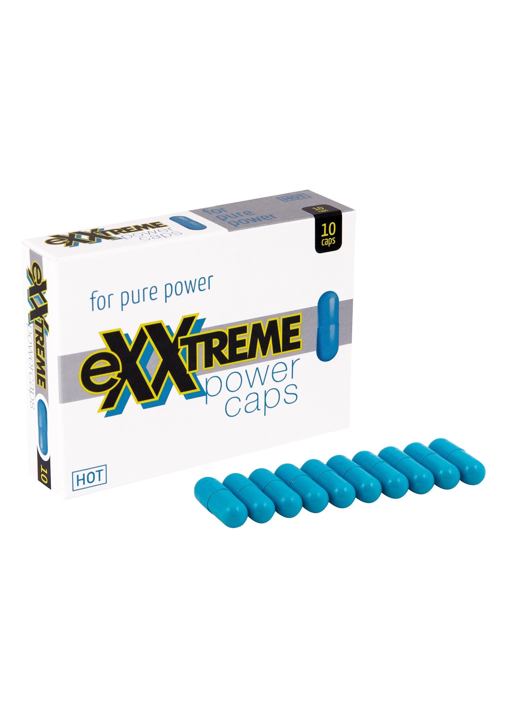 Exxtreme Power Caps : pour une énergie et une vitalité accrues. Boîte de 10 gélules.; Exxtreme Power Caps: voor meer energie en vitaliteit. Doos van 10 capsules.; Exxtreme Power Caps: for enhanced energy and vitality. Box of 10 capsules.