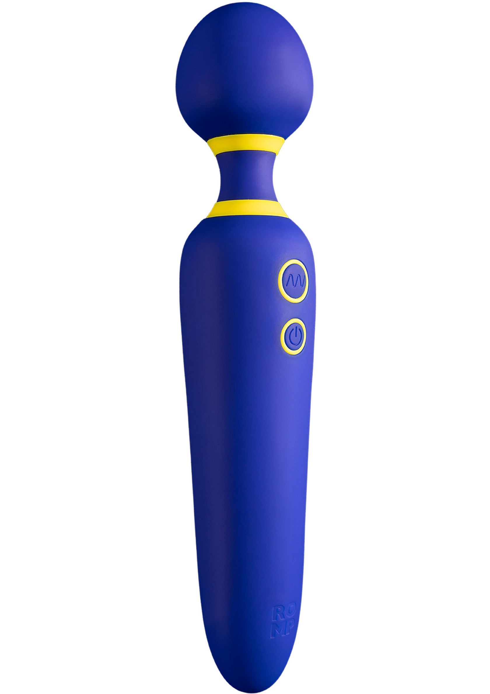 Masseur vibrant rechargeable bleu et jaune pour une expérience sensorielle intense et personnalisée.; Oplaadbare vibrerende massager in blauw en geel voor een intense en persoonlijke sensorische ervaring.; Rechargeable vibrating massager in blue and yellow for an intense and personalized sensory experience.