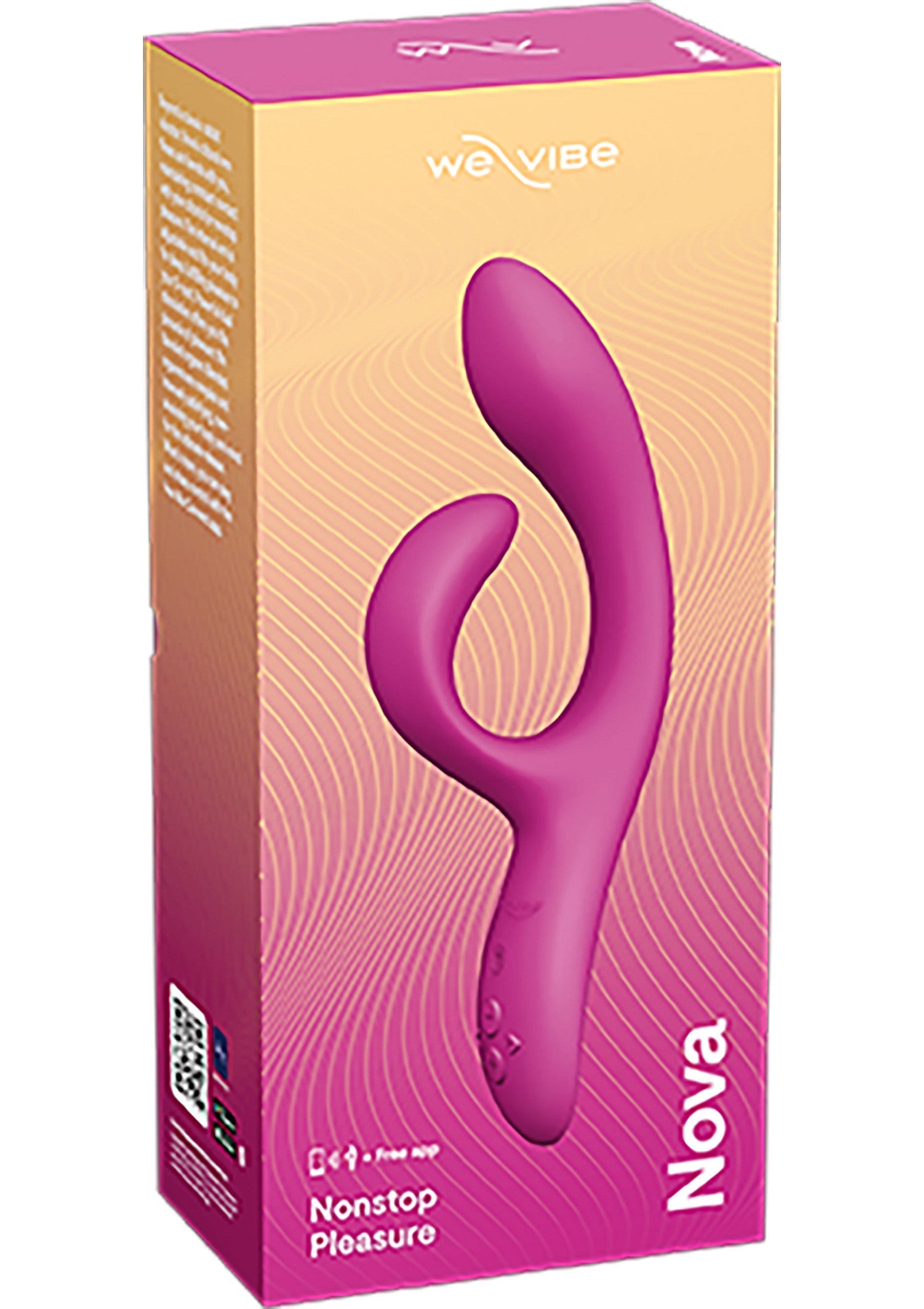 We-Vibe Nova 2 : vibromasseur vibrant pour le plaisir féminin. Stimulation clitoridienne et point G, contrôle via application.; We-Vibe Nova 2: vibrerende stimulator voor vrouwelijk genot. Clitoris- en G-puntstimulatie, bediening via app.; We-Vibe Nova 2: vibrating stimulator for female pleasure. Clitoral and G-spot stimulation, app-controlled.