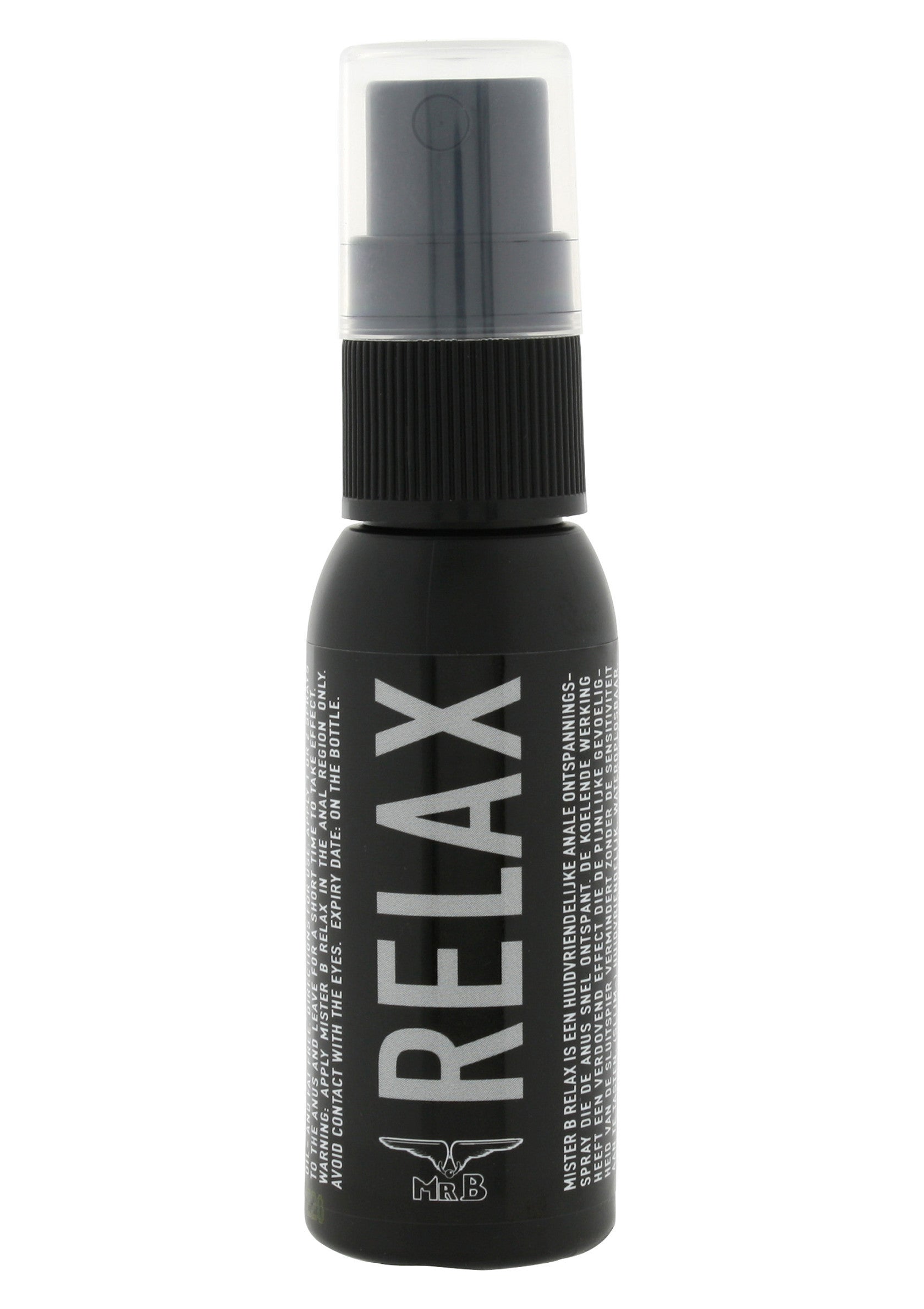 Spray Relax Mr. B. Détendez-vous avec ce spray conçu pour la relaxation anale. Idéal pour un moment de détente.; Mr. B Relax spray. Huidvriendelijke anale ontspanning. Spray die de anus snel ontspant. Ideaal voor een ontspannen moment.; Mr. B Relax spray. Skin-friendly anal relaxant spray that quickly relaxes the anus. Ideal for a relaxing moment.