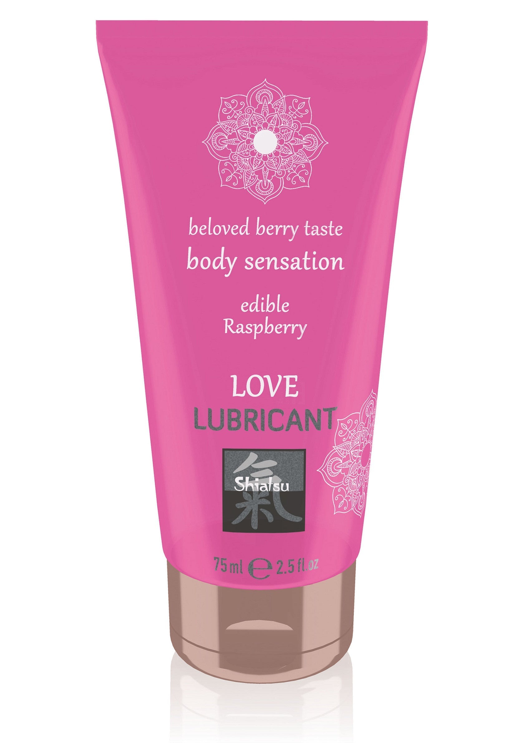 Lubrifiant comestible Shiatsu LOVE au goût de framboise, 75ml. Sensation gourmande et plaisir garanti !; Shiatsu LOVE eetbaar glijmiddel met frambozensmaak, 75ml. Heerlijke sensatie en gegarandeerd plezier!; Shiatsu LOVE edible lubricant with raspberry flavor, 75ml. Delicious sensation and guaranteed pleasure!