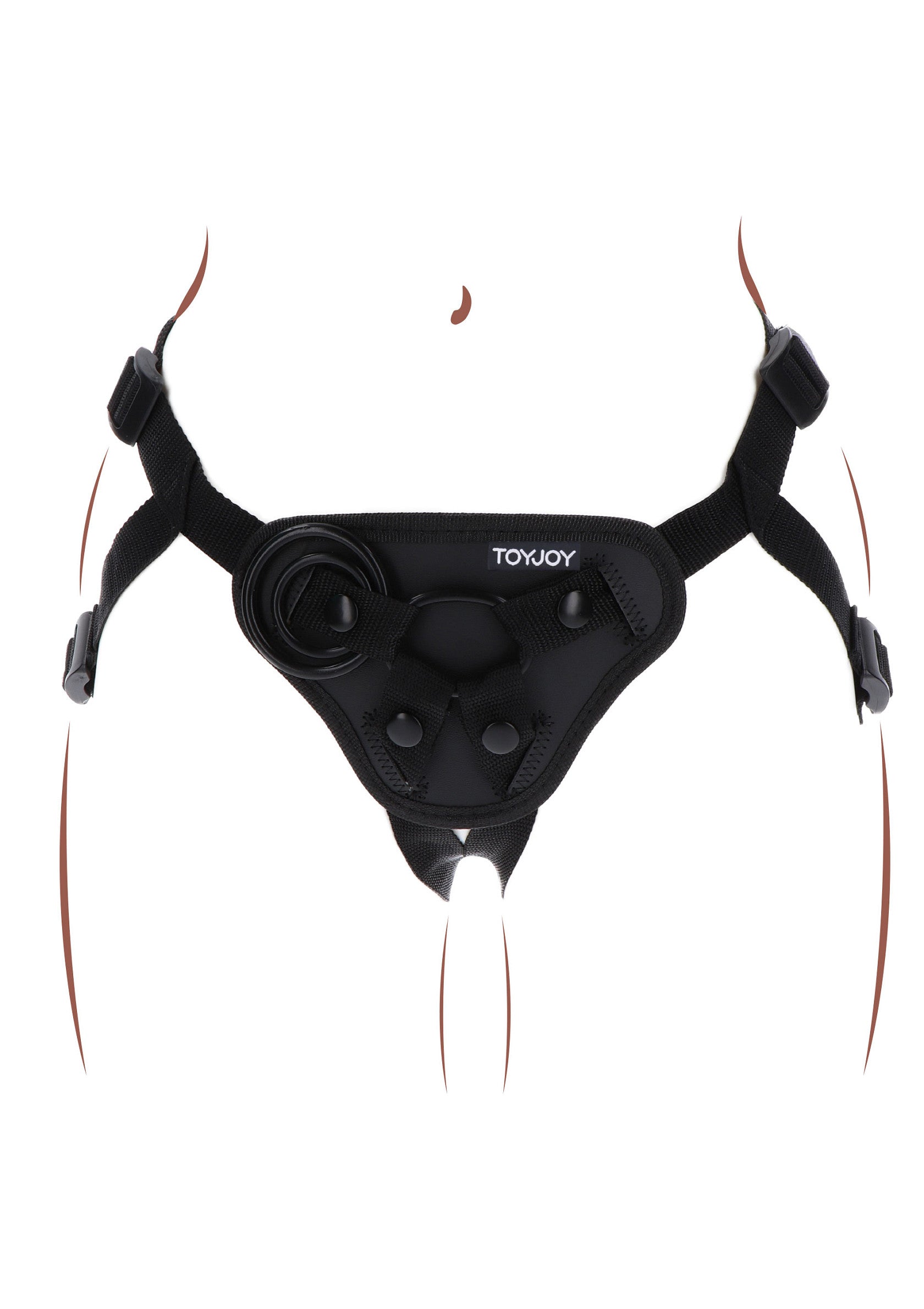 Harnais noir ToyJoy pour hommes et femmes. Libérez votre sexualité avec cet accessoire coquine. Ajustable pour un confort maximal.; Zwart ToyJoy harnas voor mannen en vrouwen. Ontketen uw seksualiteit met dit ondeugende accessoire. Verstelbaar voor maximaal comfort.; Black ToyJoy harness for men and women. Unleash your sexuality with this kinky accessory. Adjustable for maximum comfort.