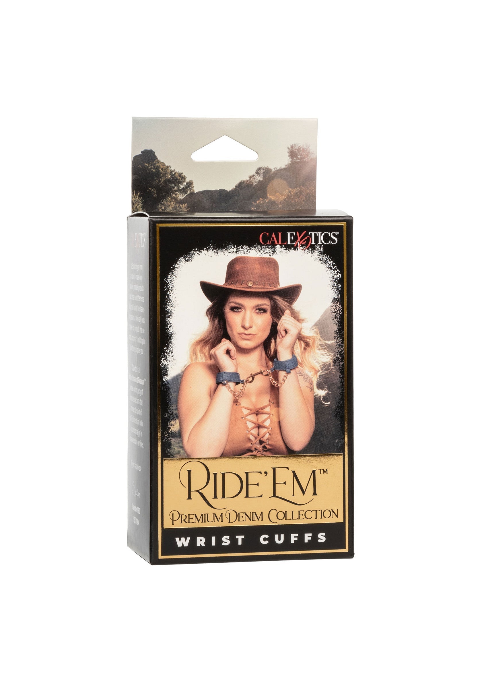 Menottes Ride 'Em Denim Collection pour des jeux coquins.; Ride 'Em Denim Collection handboeien voor speelse momenten.; Ride 'Em Denim Collection wrist cuffs for playful moments.