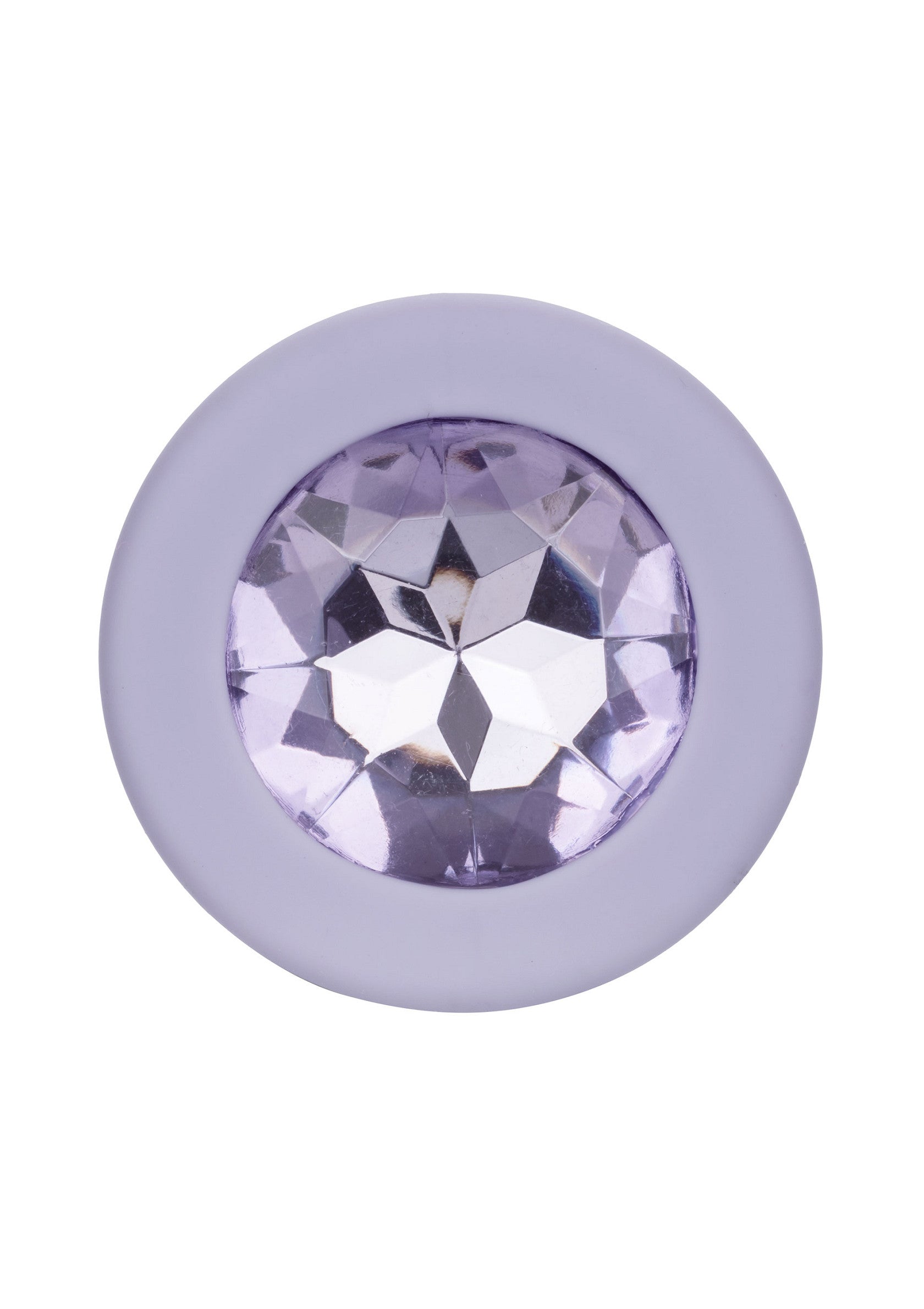 Bouton décoratif rond violet avec fausse pierre précieuse brillante.; Lila decoratieve knop met ronde, fonkelende strasssteen.; Lilac decorative knob with round, sparkling rhinestone.