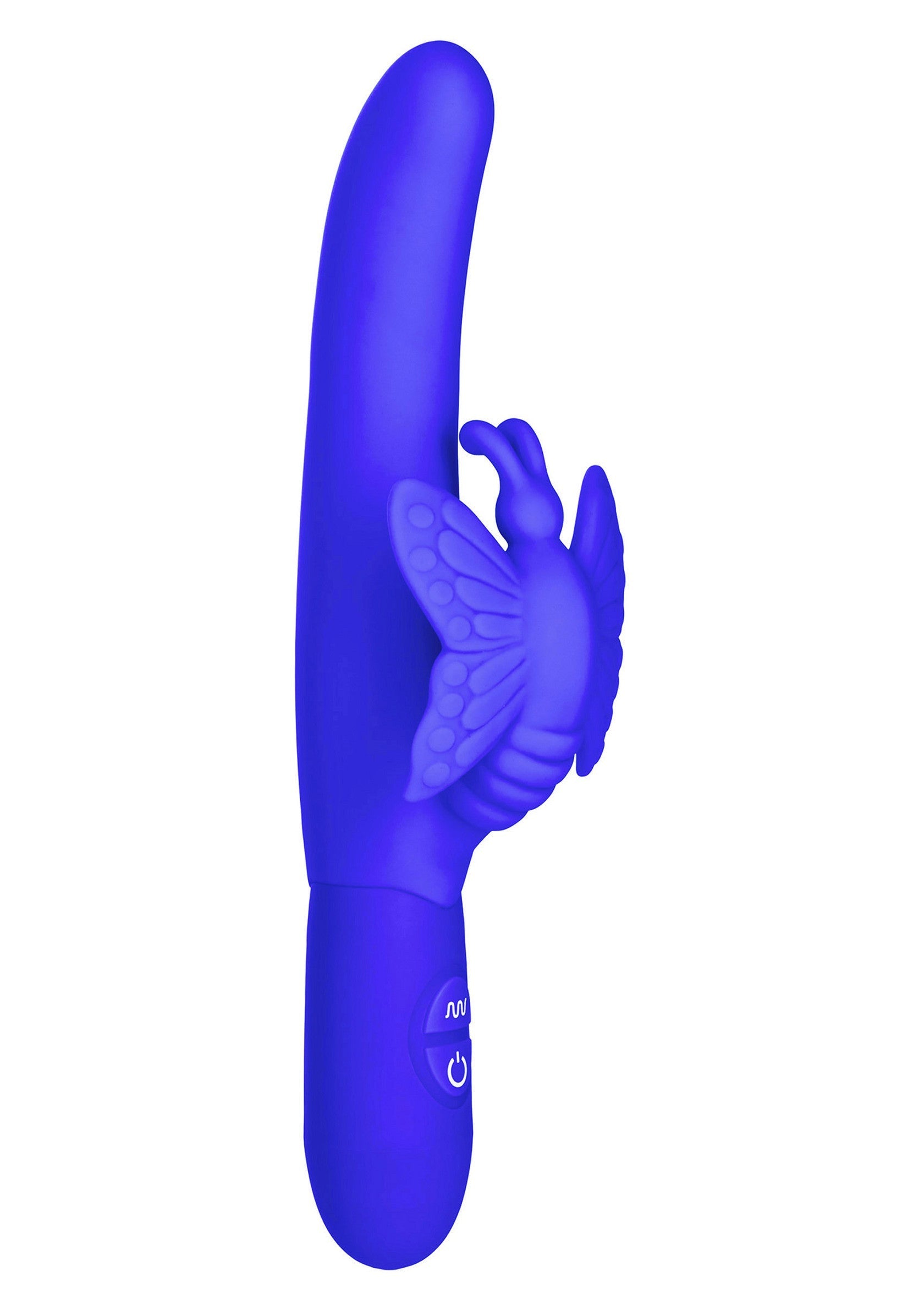 Vibromasseur violet avec un papillon pour plus de plaisir !; Paarse vibrator met vlinder voor extra plezier!; Purple vibrator with butterfly for extra pleasure!