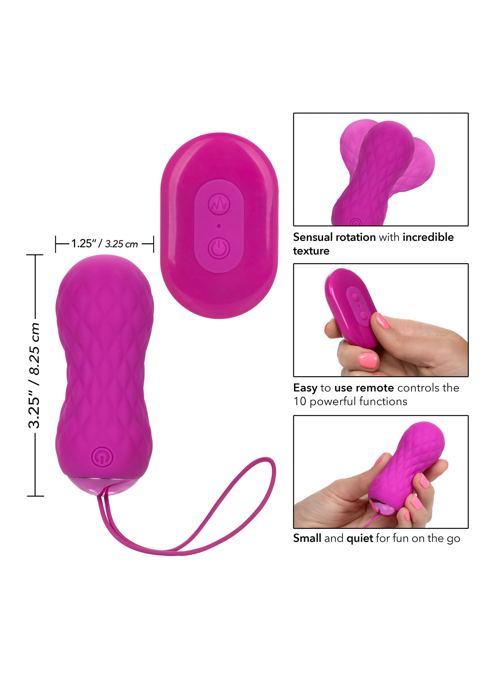 Masseur personnel rose avec télécommande. Compact, puissant et discret. Pour le plaisir sur le pouce.; Roze persoonlijke stimulator met afstandsbediening. Compact, krachtig en discreet. Voor plezier onderweg.; Pink personal massager with remote. Compact, powerful, and discreet. For on-the-go pleasure.