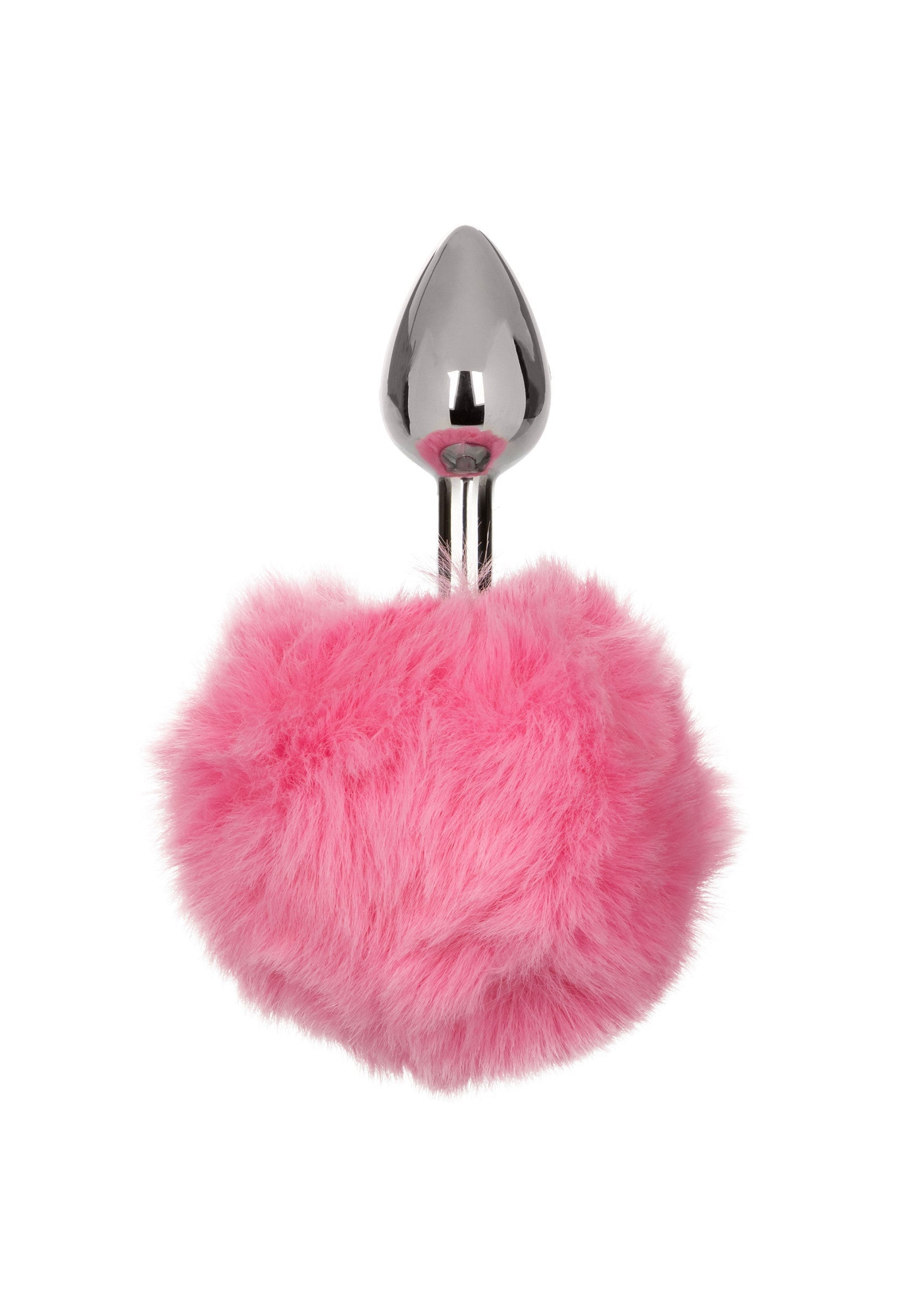 Plug anal en métal avec queue de lapin rose en fausse fourrure pour plus de plaisir et de fantaisie.; Metalen anale plug met roze nepbont konijnenstaart voor extra plezier en fantasie.; Metal butt plug with pink faux fur bunny tail for added fun and fantasy.