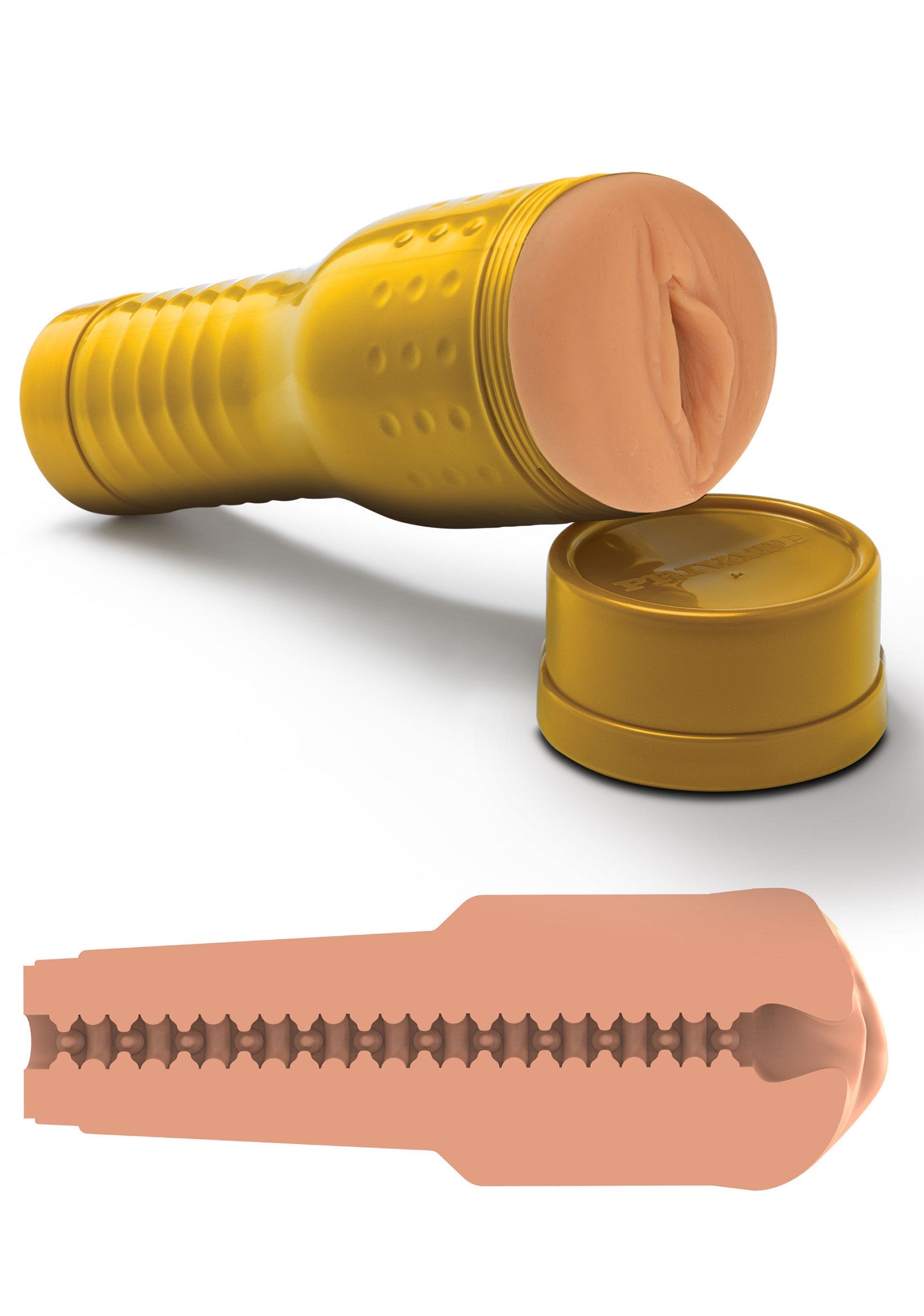 Manchon de masturbation texturé réaliste pour une expérience unique.; Realistische getextureerde masturbatie sleeve voor een unieke ervaring.; Realistic textured masturbator sleeve for a unique experience.