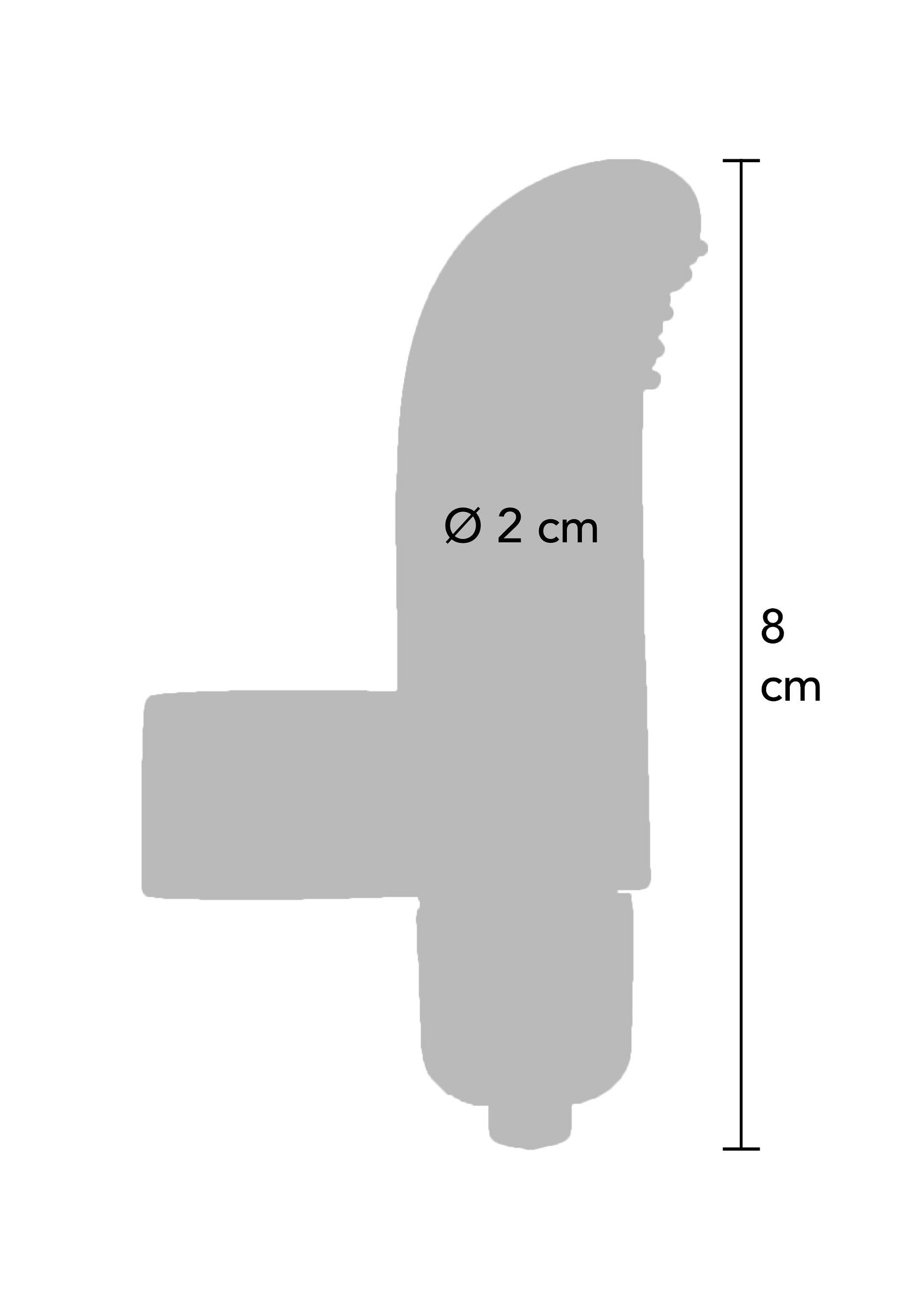 Croquis technique d'un produit, dimensions : 8 cm de hauteur, diamètre de 2 cm.; Technische schets van een product, afmetingen: 8 cm hoog, diameter van 2 cm.; Technical sketch of a product, dimensions: 8 cm high, diameter of 2 cm.