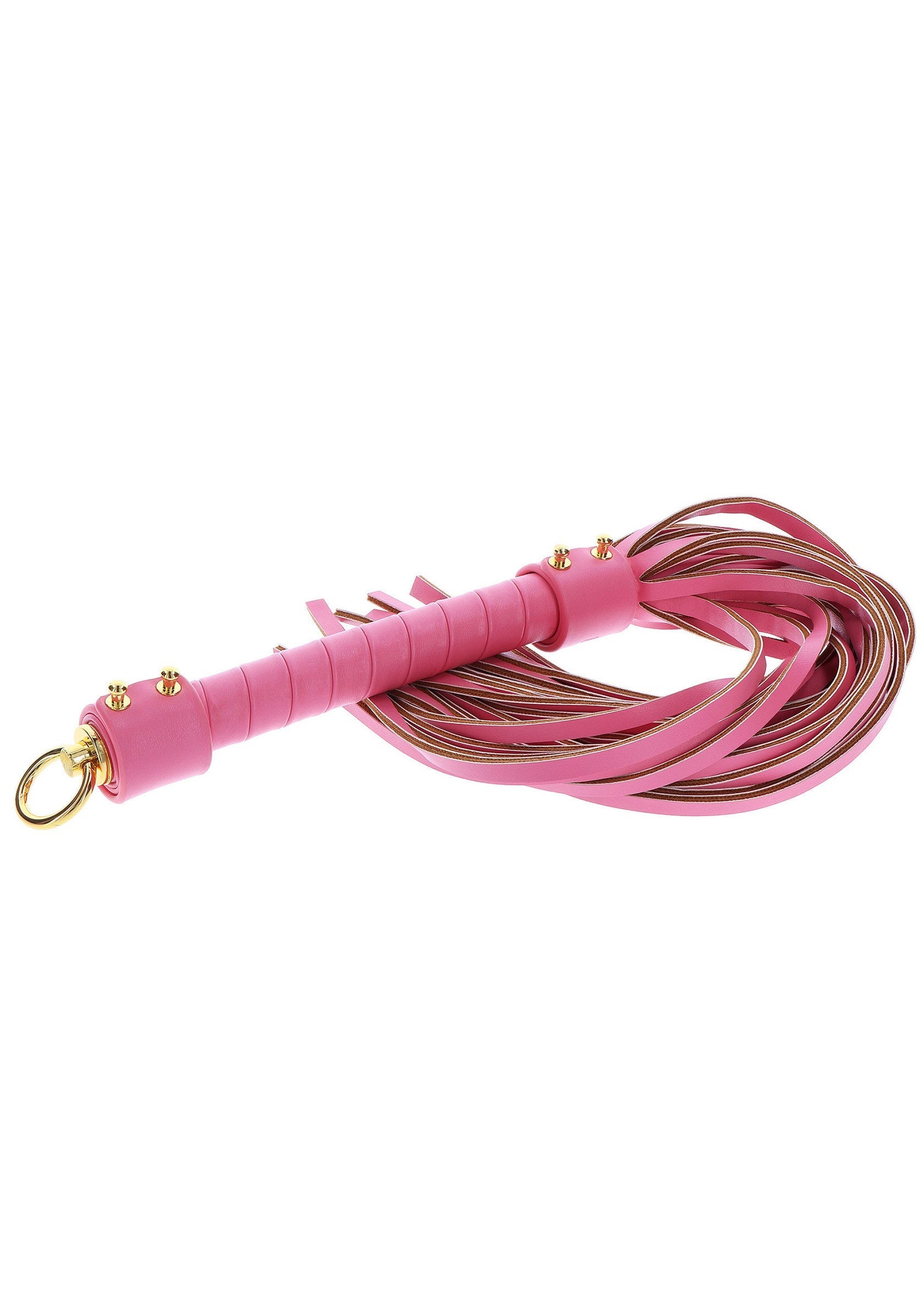 Cravache rose élégante avec des accents dorés pour un jeu excitant.; Elegante roze zweep met gouden accenten voor opwindend spel.; Elegant pink whip with gold accents for exciting play.