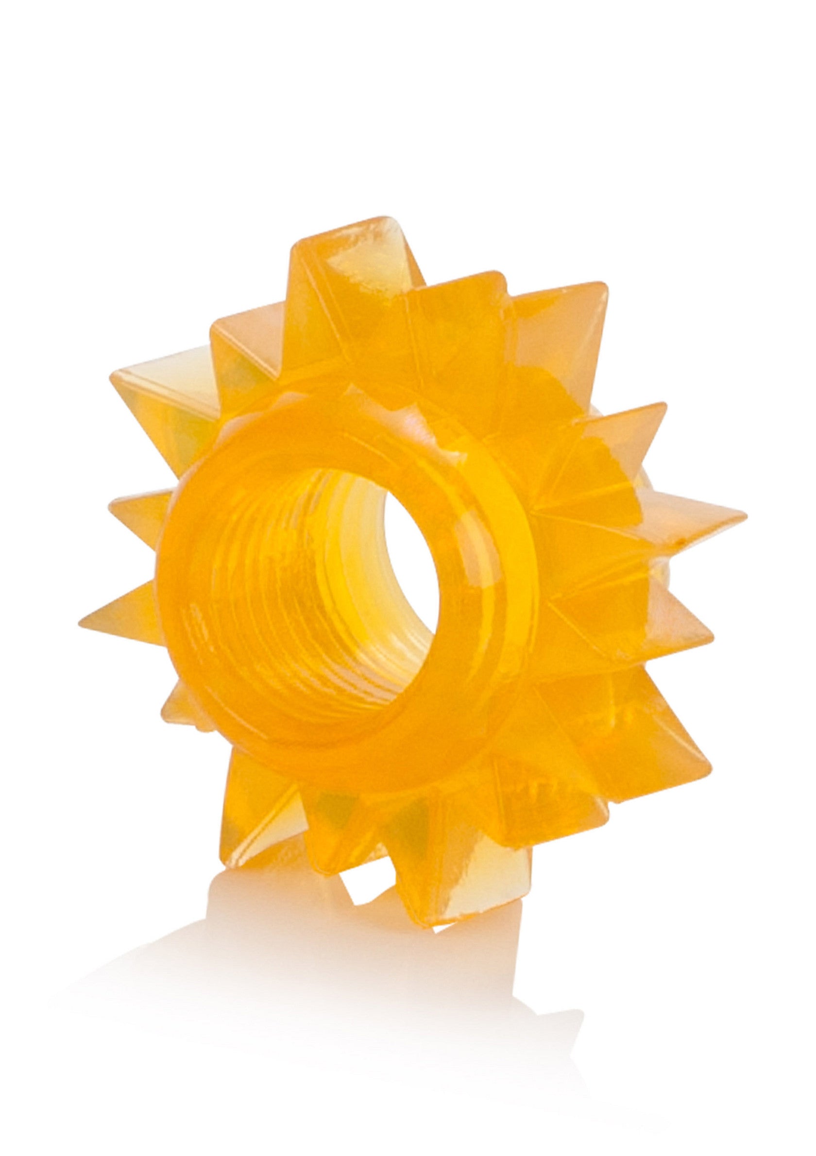 Anneau pénien texturé jaune pour un plaisir accru.; Gele getextureerde penisring voor extra plezier.; Yellow textured cock ring for enhanced pleasure.