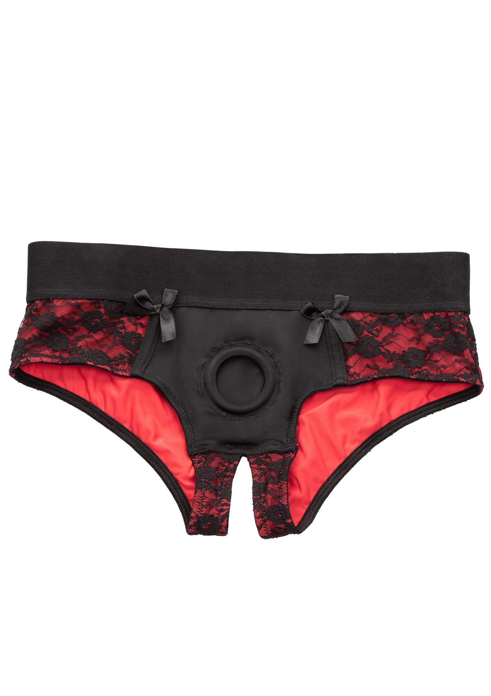 Slip coquin avec anneau pénien, dentelle rouge et détails de ruban. Lingerie érotique parfaite pour pimenter votre nuit!; Sexy slip met penisring, rood kant en lintdetails. Perfecte erotische lingerie om je nacht mee op te fleuren!; Naughty briefs with penis ring, red lace & ribbon details. Perfect erotic lingerie to spice up your night!