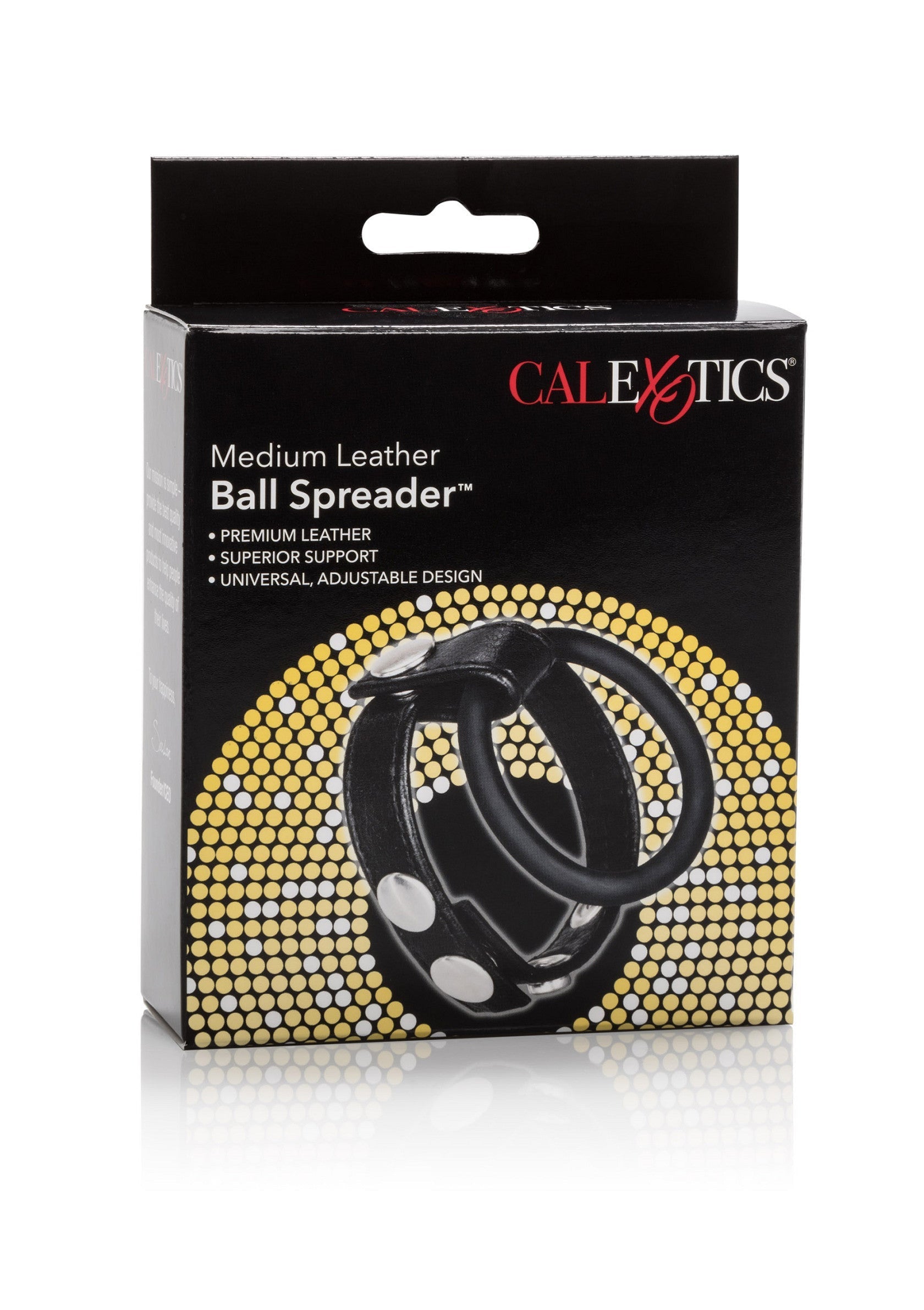 CalExotics Medium Leather Ball Spreader™ pour un soutien supérieur et un design ajustable.; CalExotics Medium Leather Ball Spreader™ voor superieure ondersteuning en verstelbaar ontwerp.; CalExotics Medium Leather Ball Spreader™ for superior support and adjustable design.