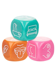 Jeu de dés coquins. Lancez les dés et laissez le hasard décider de vos prochaines aventures intimes. Amusement garanti !; Kinky dobbelspel. Gooi de dobbelstenen en laat het toeval beslissen over je volgende intieme avonturen. Gegarandeerd plezier!; Kinky dice game. Roll the dice and let chance decide your next intimate adventures. Fun guaranteed!