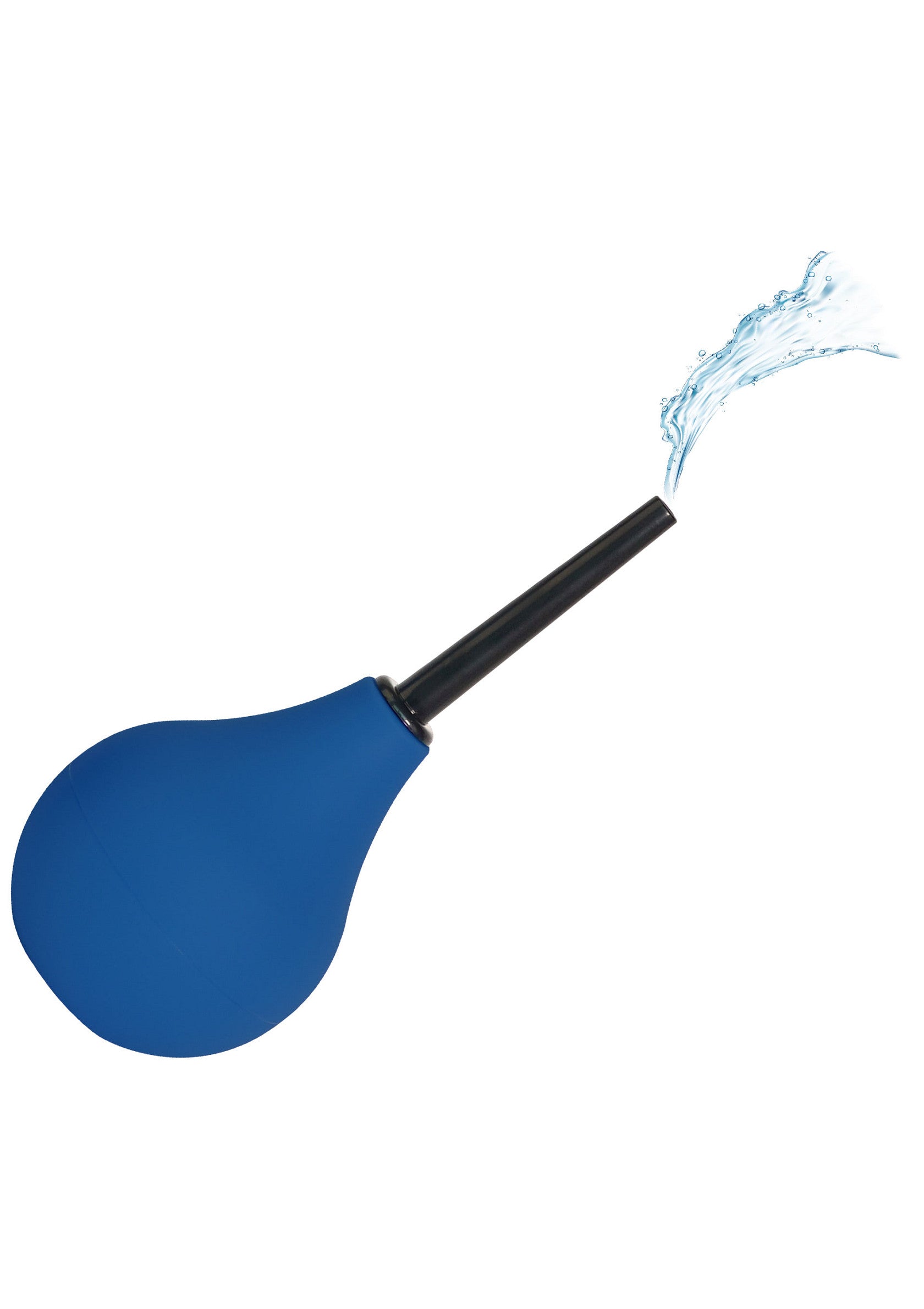Poire à lavement bleue, pour une hygiène intime en douceur. Nettoyage facile et confortable.; Blauw klysmazak voor zachte, intieme hygiëne. Gemakkelijke en comfortabele reiniging.; Blue enema bulb for gentle, intimate hygiene. Easy and comfortable cleansing.