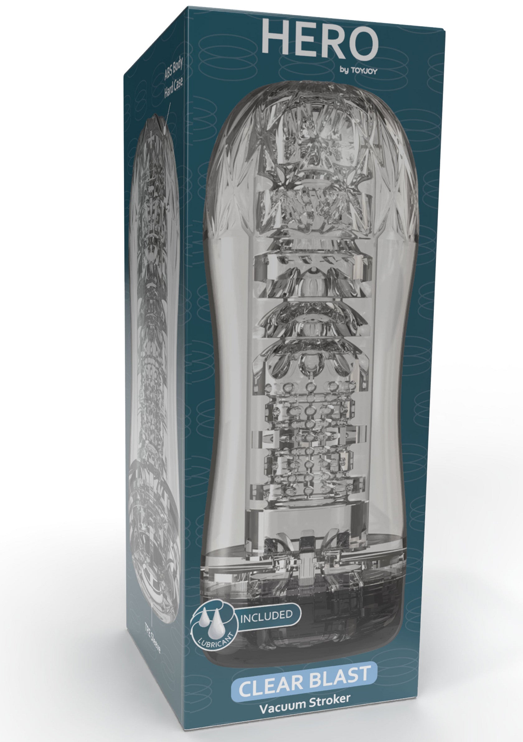 ToyJoy Hero Clear Blast, un masturbateur masculin innovant pour une expérience unique.; ToyJoy Hero Clear Blast, een innovatieve masturbator voor mannen voor een unieke ervaring.; ToyJoy Hero Clear Blast, an innovative male masturbator for a unique experience.