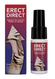 Erect Direct : complément alimentaire à base de ginseng pour soutenir l'érection. Flacon spray facile à utiliser.; Erect Direct: voedingssupplement met ginseng ter ondersteuning van de erectie. Makkelijk te gebruiken sprayfles.; Erect Direct: Ginseng-based food supplement to support erection. Easy-to-use spray bottle.