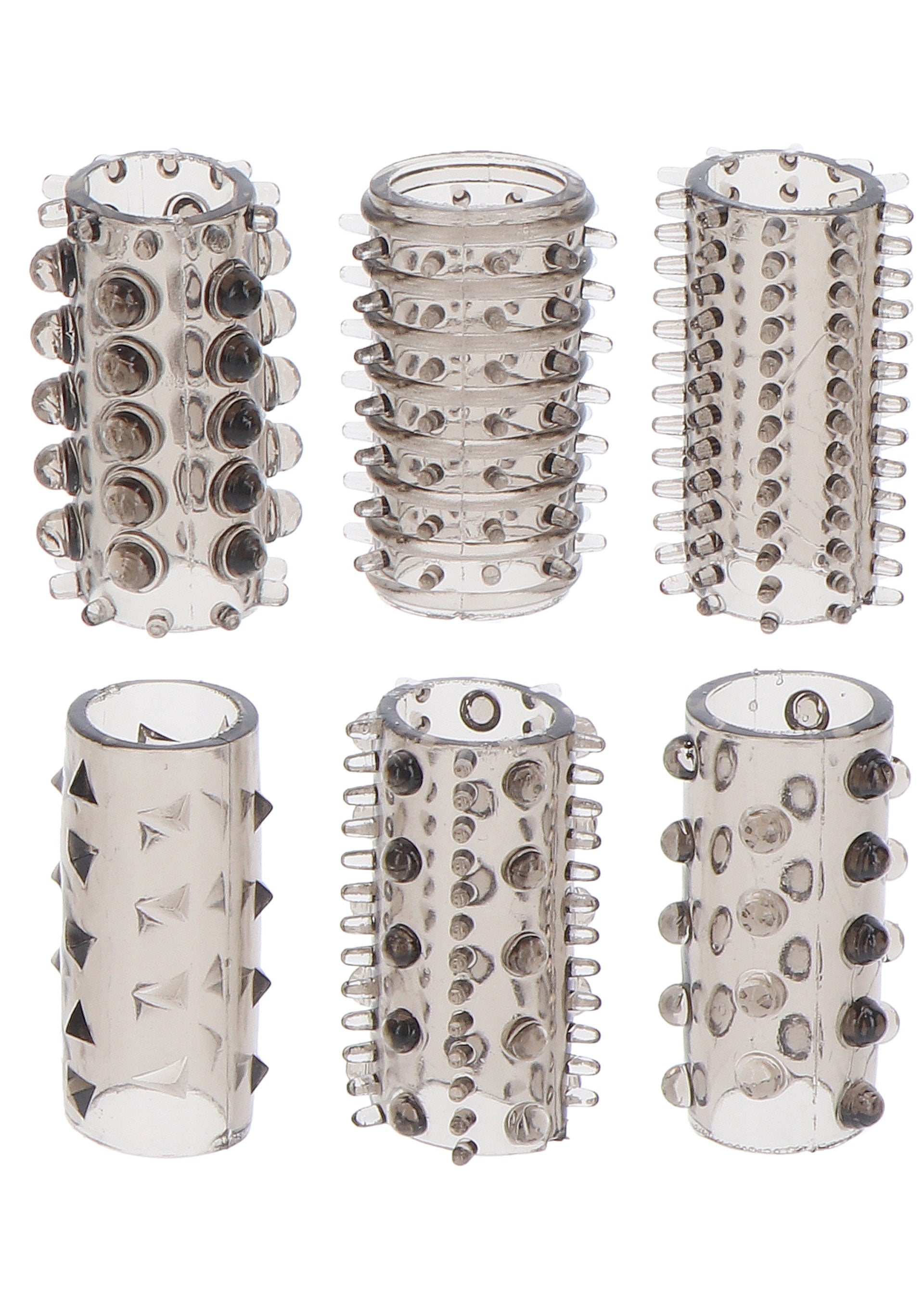 Ensemble d'anneaux péniens texturés pour le plaisir et la stimulation.; Set getextureerde penisringen voor plezier en stimulatie.; Set of textured penis rings for pleasure and stimulation.