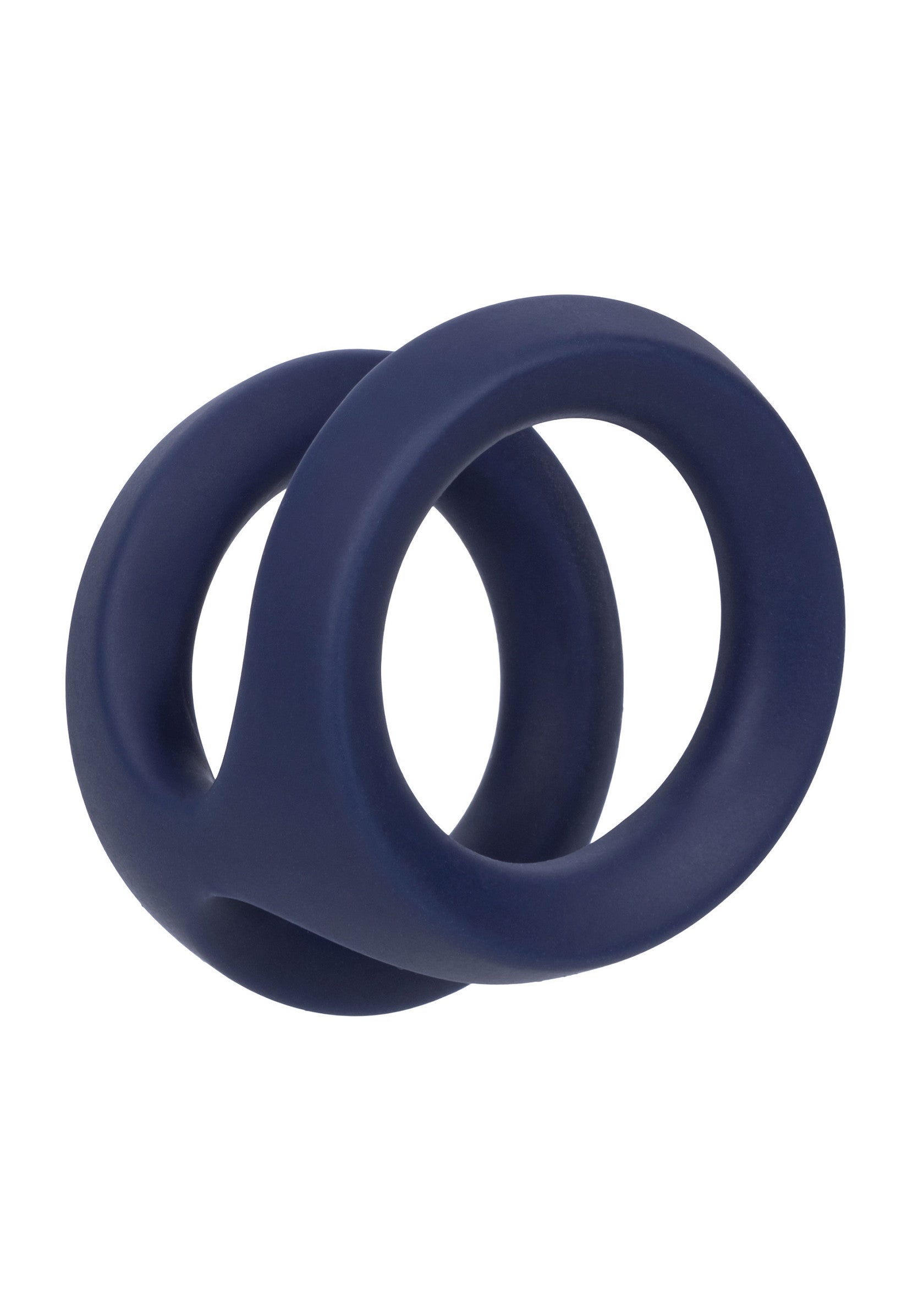 Anneau pénien double en silicone bleu marine pour une endurance et une performance améliorées.; Marineblauwe siliconen dubbele penisring voor meer uithoudingsvermogen en prestaties.; Navy blue silicone double cock ring for enhanced stamina and performance.