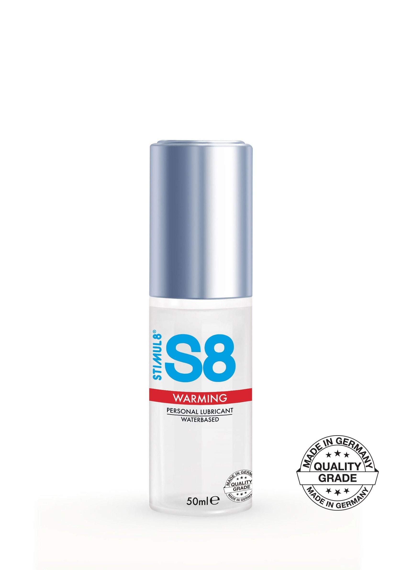 Lubrifiant intime chauffant S8 Stimul8, base aqueuse, 50ml. Pour des sensations plus intenses et agréables.; S8 Stimul8 warming glijmiddel op waterbasis, 50ml. Voor een intensere en aangenamere ervaring.; S8 Stimul8 warming personal lubricant, water-based, 50ml.  For a more intense and pleasurable sensation.