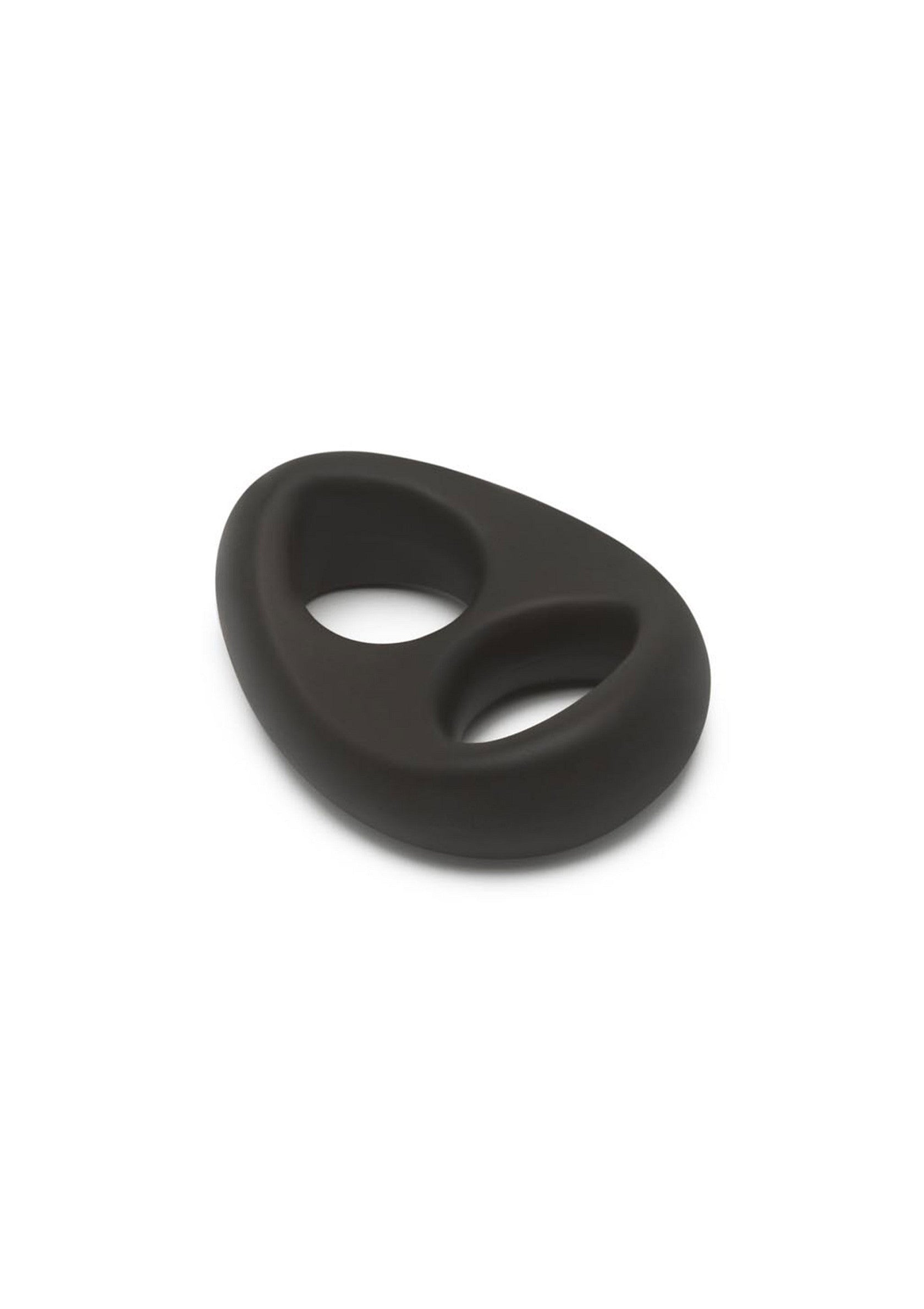 Anneau pénien noir à double orifice pour plus de plaisir et de contrôle.; Zwarte dubbele cockring voor meer plezier en controle.; Black double ring for enhanced pleasure and control. 