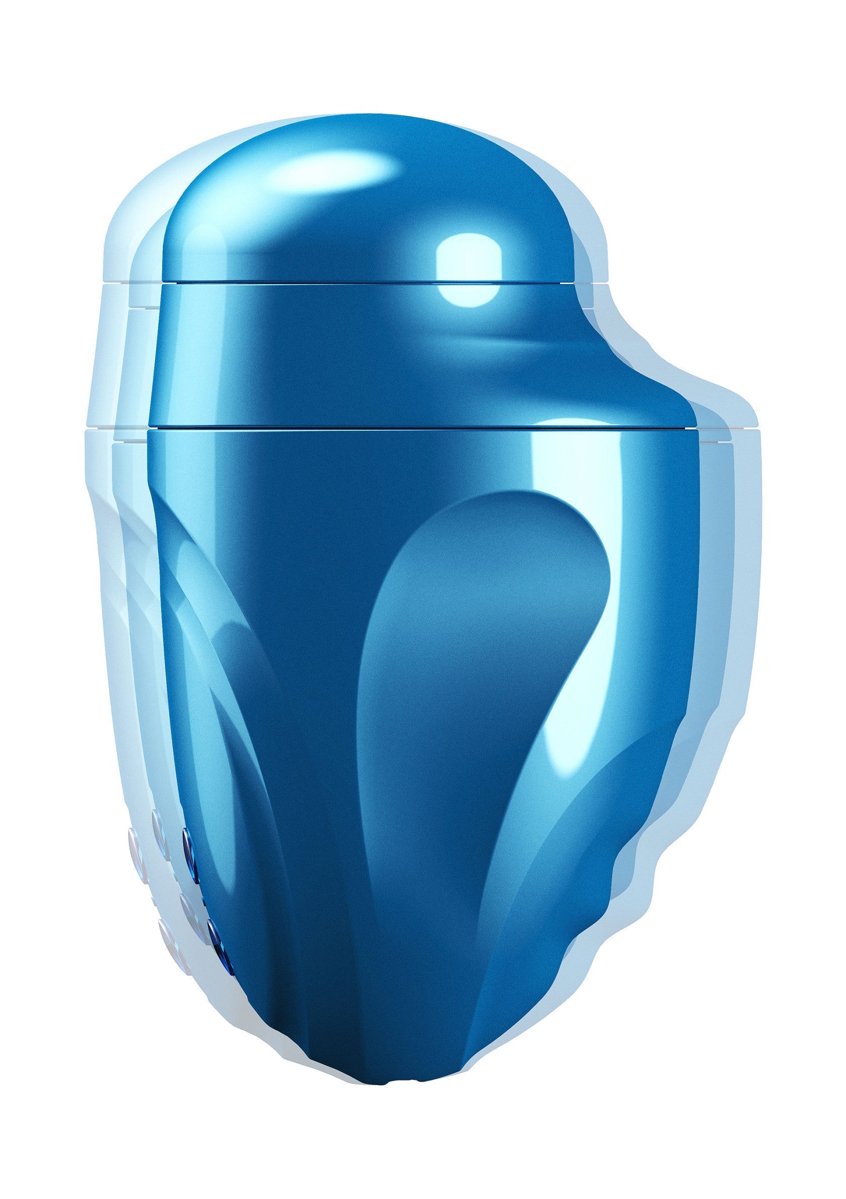 Pot bleu brillant moderne pour cosmétiques, crèmes ou lotions. Design élégant et épuré. Parfait pour vos produits.; Moderne, glanzende blauwe pot voor cosmetica, crèmes of lotions. Strak design. Perfect voor uw producten.; Modern, glossy blue jar for cosmetics, creams, or lotions. Sleek design. Perfect for your products.