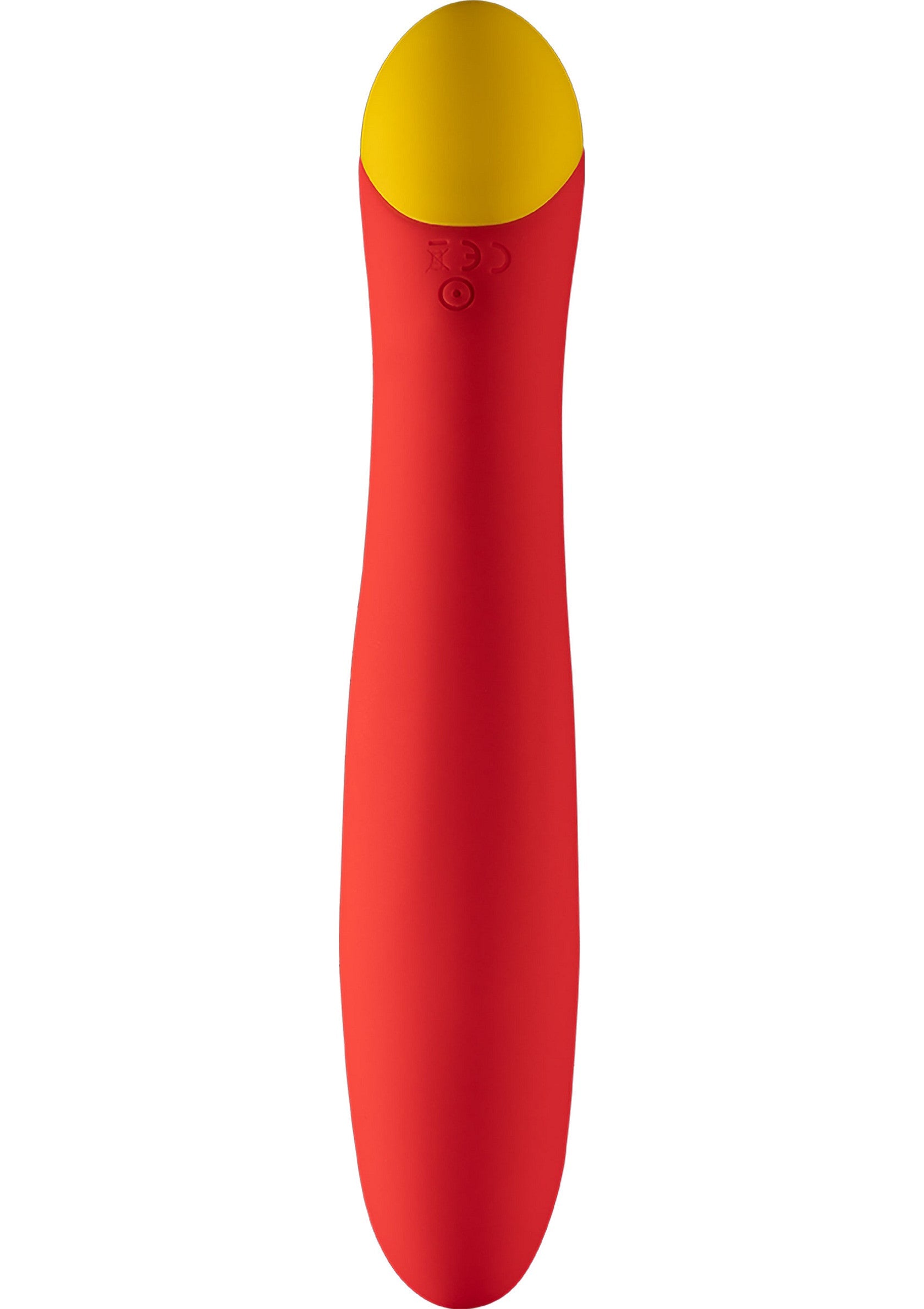 Vibrateur rouge et jaune pour le plaisir personnel et la découverte.; Rode en gele vibrator voor persoonlijk plezier en ontdekking.; Red and yellow vibrator for personal pleasure and discovery.