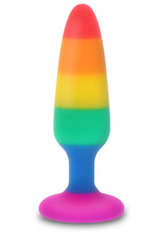 Plug anal arc-en-ciel vibrant. Explorez le plaisir avec ce jouet coloré. Silicone doux et sûr.; Vibrerende regenboog anaalplug. Ontdek plezier met dit kleurrijke speeltje. Zachte en veilige siliconen.; Vibrating rainbow butt plug. Explore pleasure with this colorful toy. Soft and safe silicone.