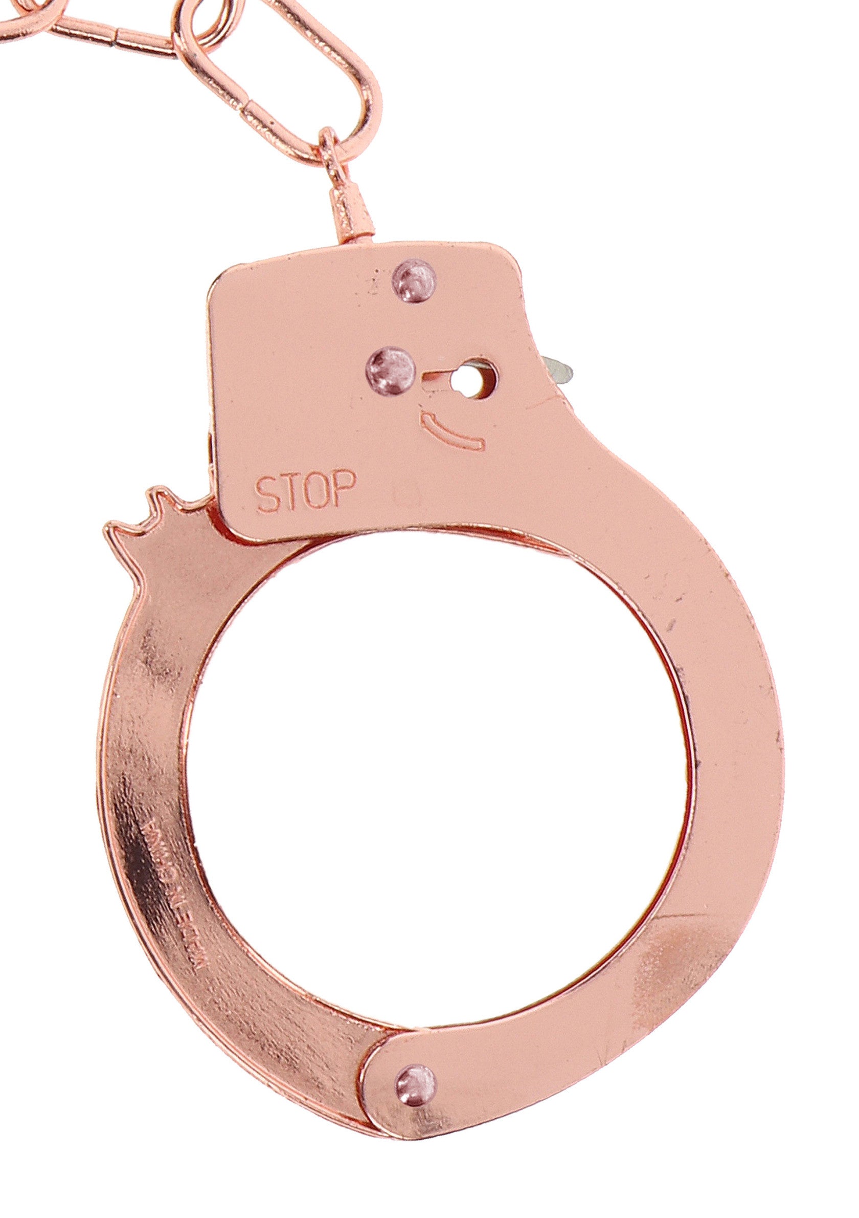 Menottes roses pour pimenter vos jeux coquins. Accessoire coquin et élégant pour adultes.; Roze handboeien voor spannende spelletjes. Stijlvolle en ondeugende accessoire voor volwassenen.; Rose gold handcuffs to spice things up. Stylish and kinky adult accessory for couples.