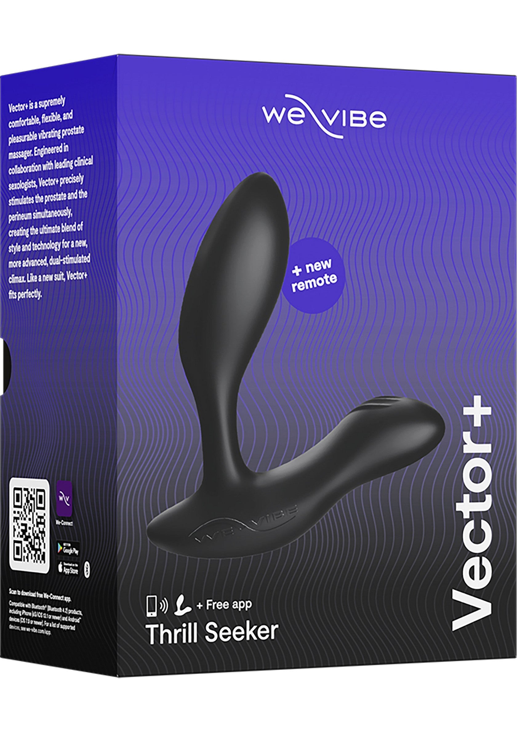We-Vibe Vector+ stimulateur prostatique avec télécommande. Explorez le plaisir ultime avec ce sextoy innovant et connecté.; We-Vibe Vector+ prostaatstimulator met afstandsbediening. Ontdek ultiem genot met dit innovatieve en verbonden seksspeeltje.; We-Vibe Vector+ prostate stimulator with remote. Explore ultimate pleasure with this innovative and connected sex toy.