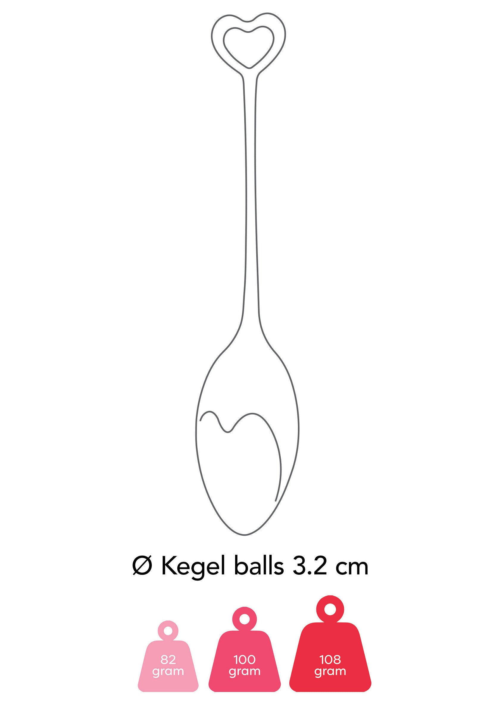 Balles de Kegel 3.2 cm pour la rééducation périnéale et le plaisir féminin. Différents poids disponibles.; Kegelballen 3.2 cm voor bekkenbodemspiertraining en vrouwelijk genot. Verschillende gewichten beschikbaar.; Kegel balls 3.2 cm for pelvic floor muscle training and female pleasure. Different weights available.
