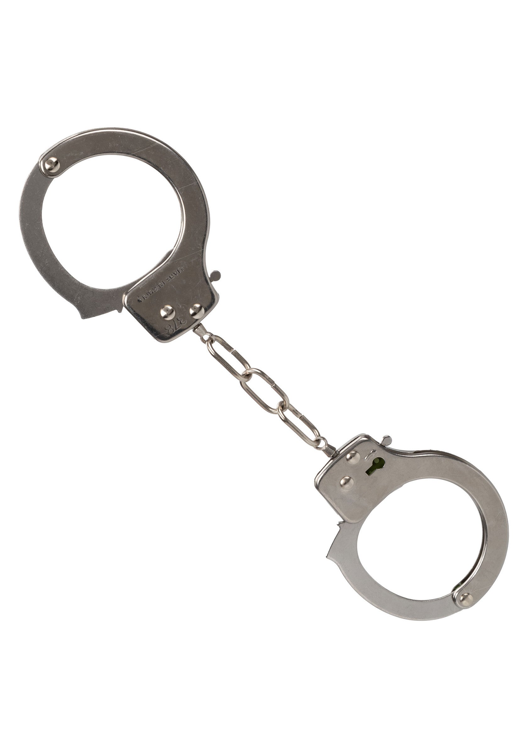 Menottes en métal argenté pour déguisement ou jeu de rôle.; Zilverkleurige metalen handboeien voor kostuums of rollenspellen.; Silver-tone metal handcuffs for costume or roleplay fun.