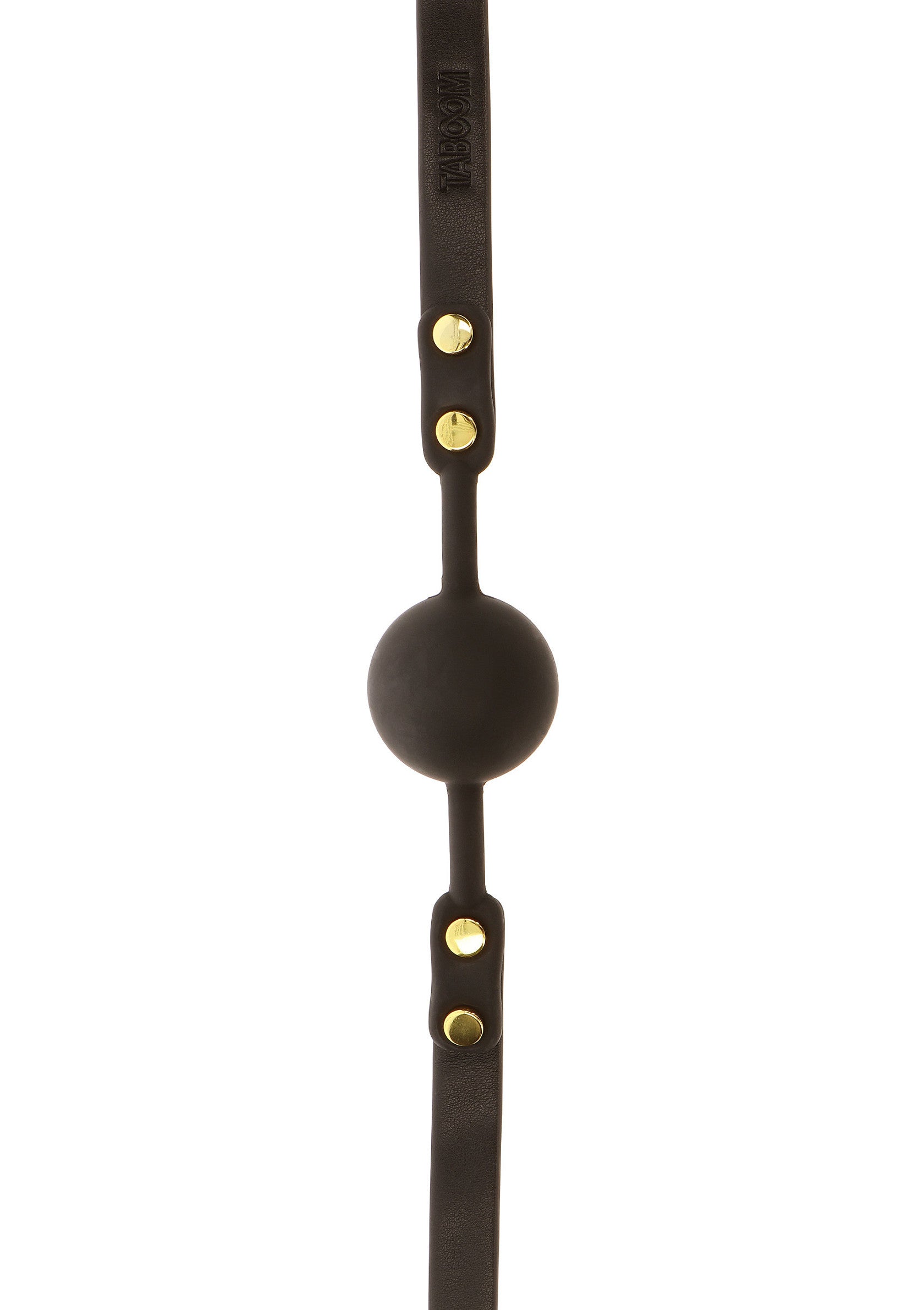 Bâillon de bouche noir avec courroie réglable.; Zwarte mondknevel met verstelbare riem.; Black ball gag with adjustable strap.