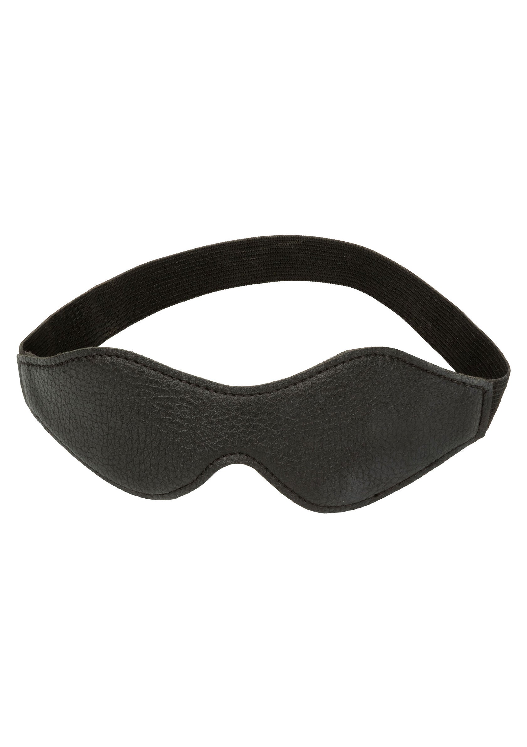 Masque de sommeil noir en cuir synthétique avec élastique pour plus de confort.; Zwart slaapmasker van kunstleer met elastische band voor comfort.; Black faux leather sleep mask with elastic band for comfort.