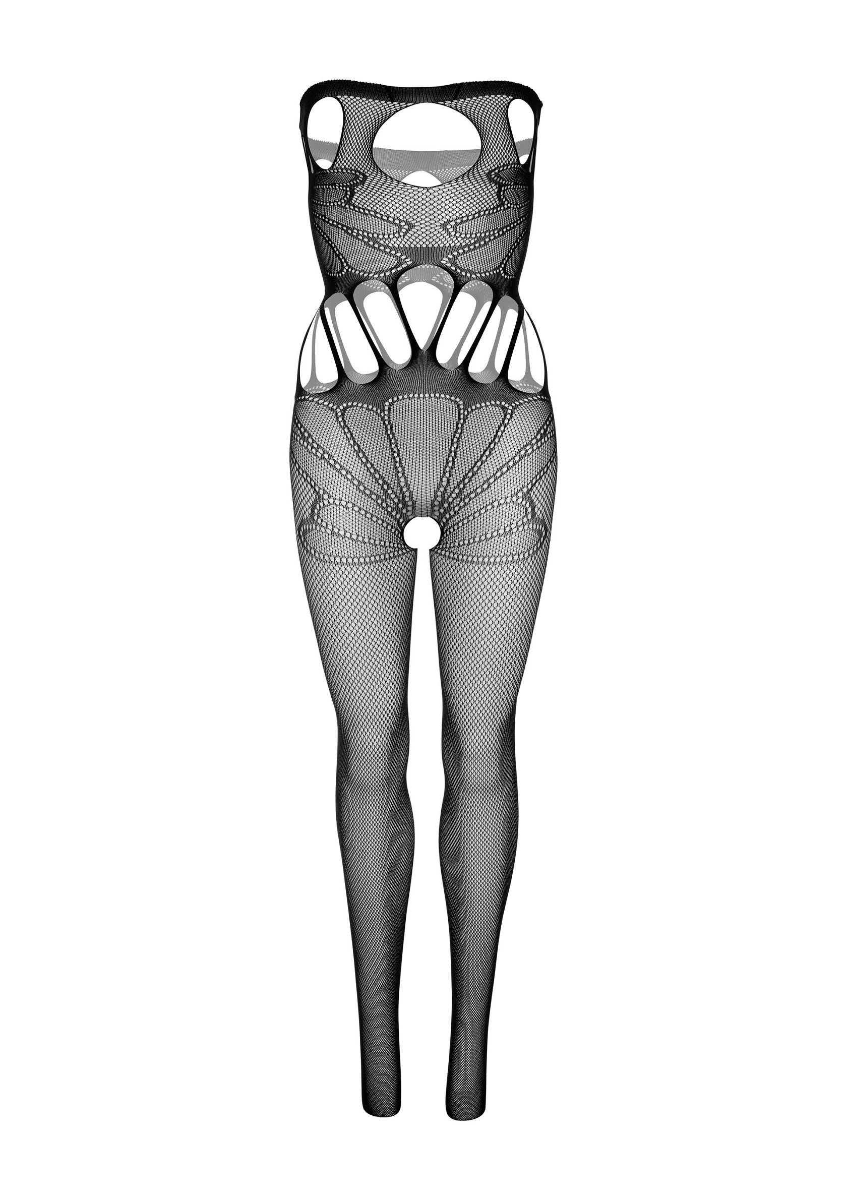 Body résille noir ajouré. Lingerie coquine et audacieuse pour une allure séduisante et unique.; Zwarte fishnet bodysuit met cut-outs. Sexy lingerie voor een verleidelijke en unieke look.; Black fishnet bodysuit with cutouts.  Sexy lingerie for a seductive and unique look.