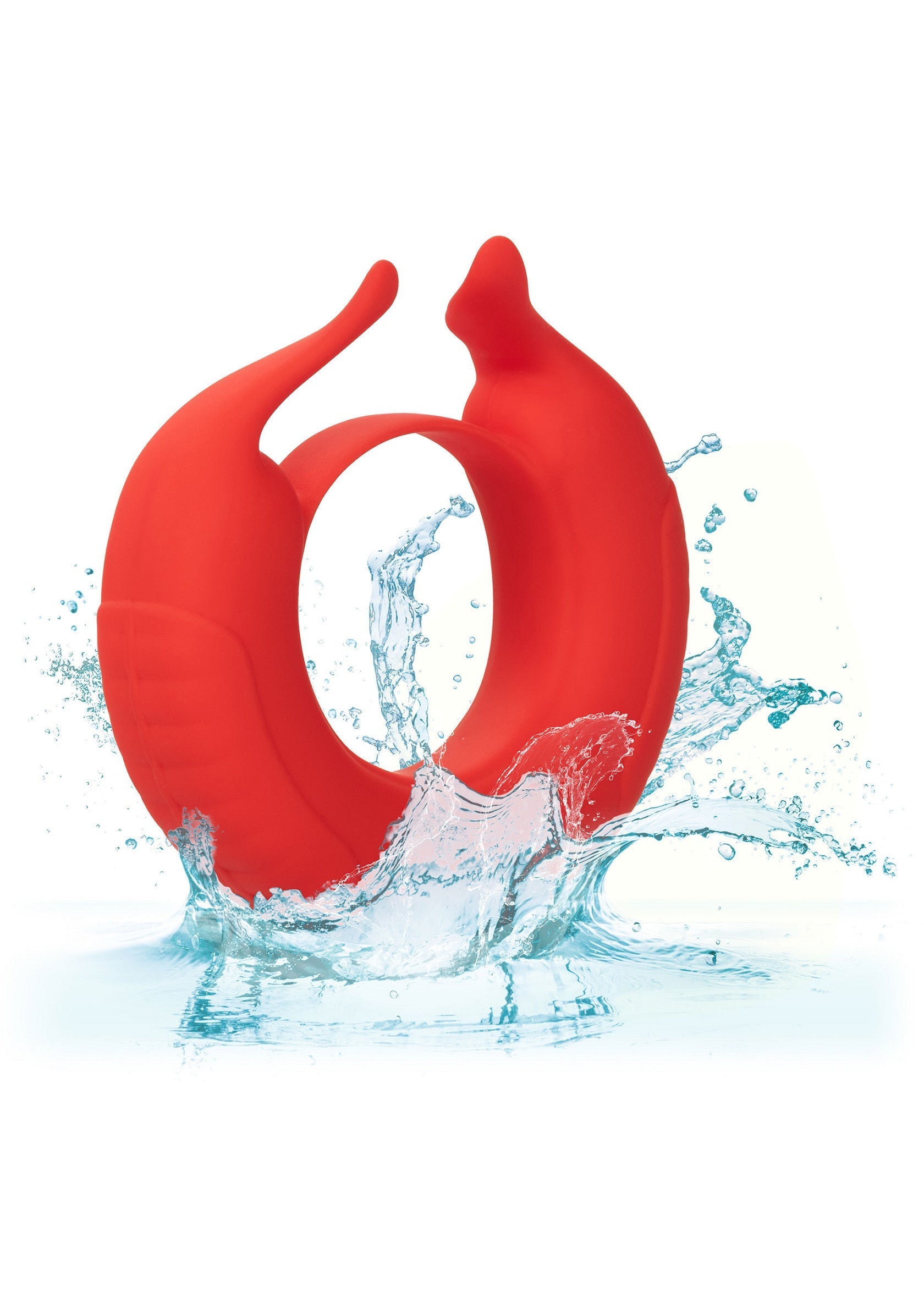 Anneau vibrant rouge étanche pour le plaisir aquatique et intense.; Waterdichte rode vibrerende ring voor intens en nat plezier.; Waterproof red vibrating ring for intense, aquatic pleasure.