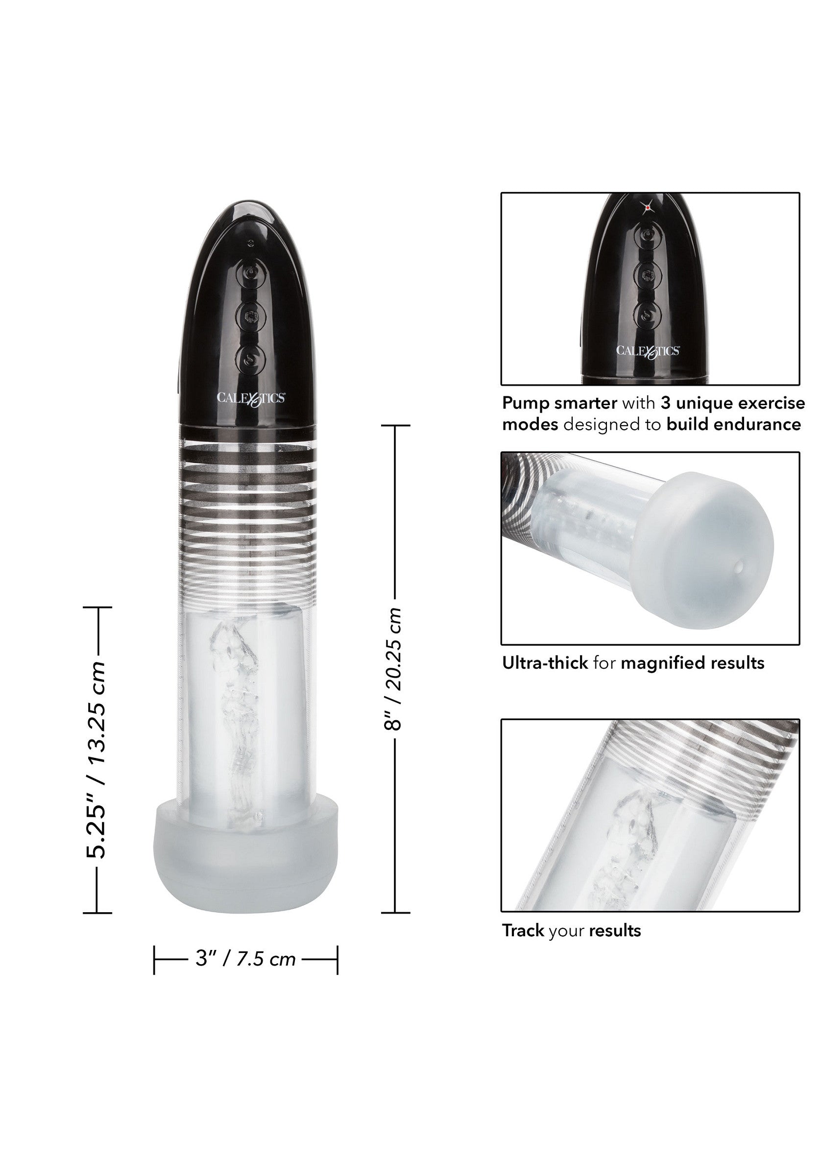Pompe d'amélioration masculine avec 3 modes d'exercice pour l'endurance et résultats amplifiés. ; Man Booster Pomp met 3 trainingsmodi voor uithoudingsvermogen en vergrote resultaten.; Man Booster Pump with 3 exercise modes for endurance and magnified results. Shop now!