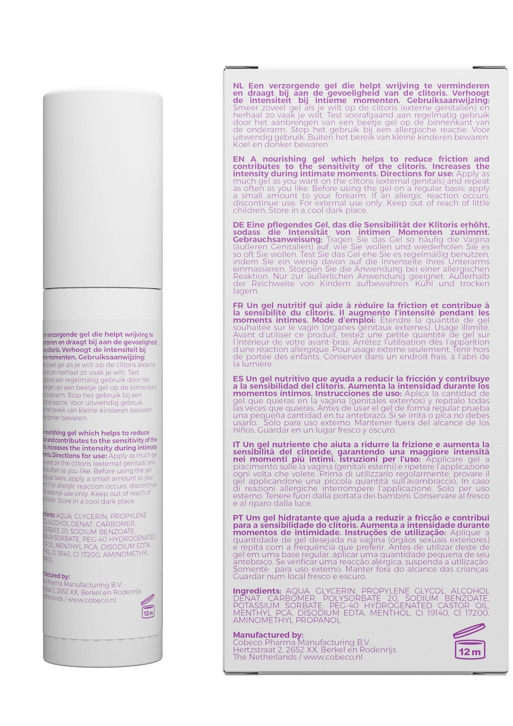 Gel intime pour plus de sensibilité. Réduit les frottements et augmente l'intensité des moments intimes. Disponible ici.; Intieme gel voor meer gevoeligheid. Vermindert wrijving en verhoogt de intensiteit tijdens intieme momenten. Hier verkrijgbaar.; Intimate gel for enhanced sensitivity. Reduces friction and increases intensity during intimate moments. Available here.