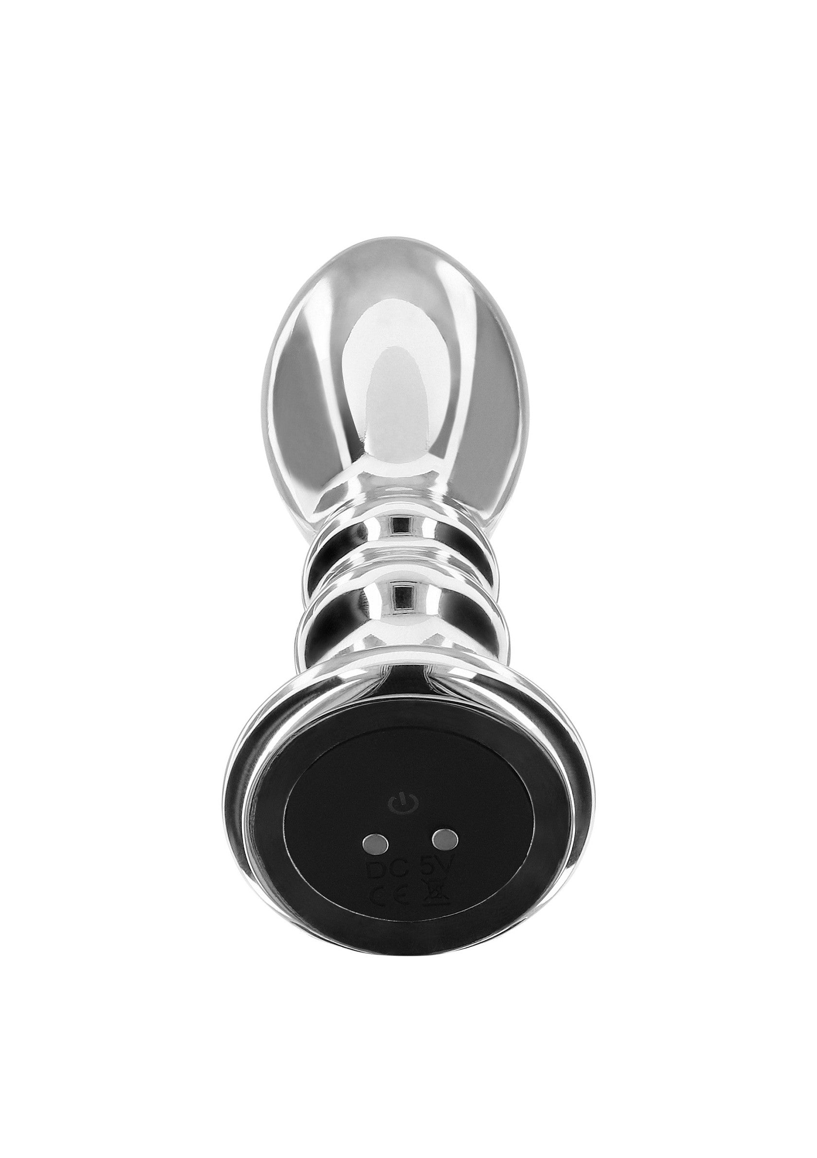 Plug anal vibrant en métal lisse pour une expérience intense et luxueuse. Stimulation garantie!; Gladde metalen vibrerende anaalplug voor een intense en luxueuze ervaring. Gegarandeerde stimulatie!; Smooth metal vibrating butt plug for an intense and luxurious experience. Guaranteed stimulation!