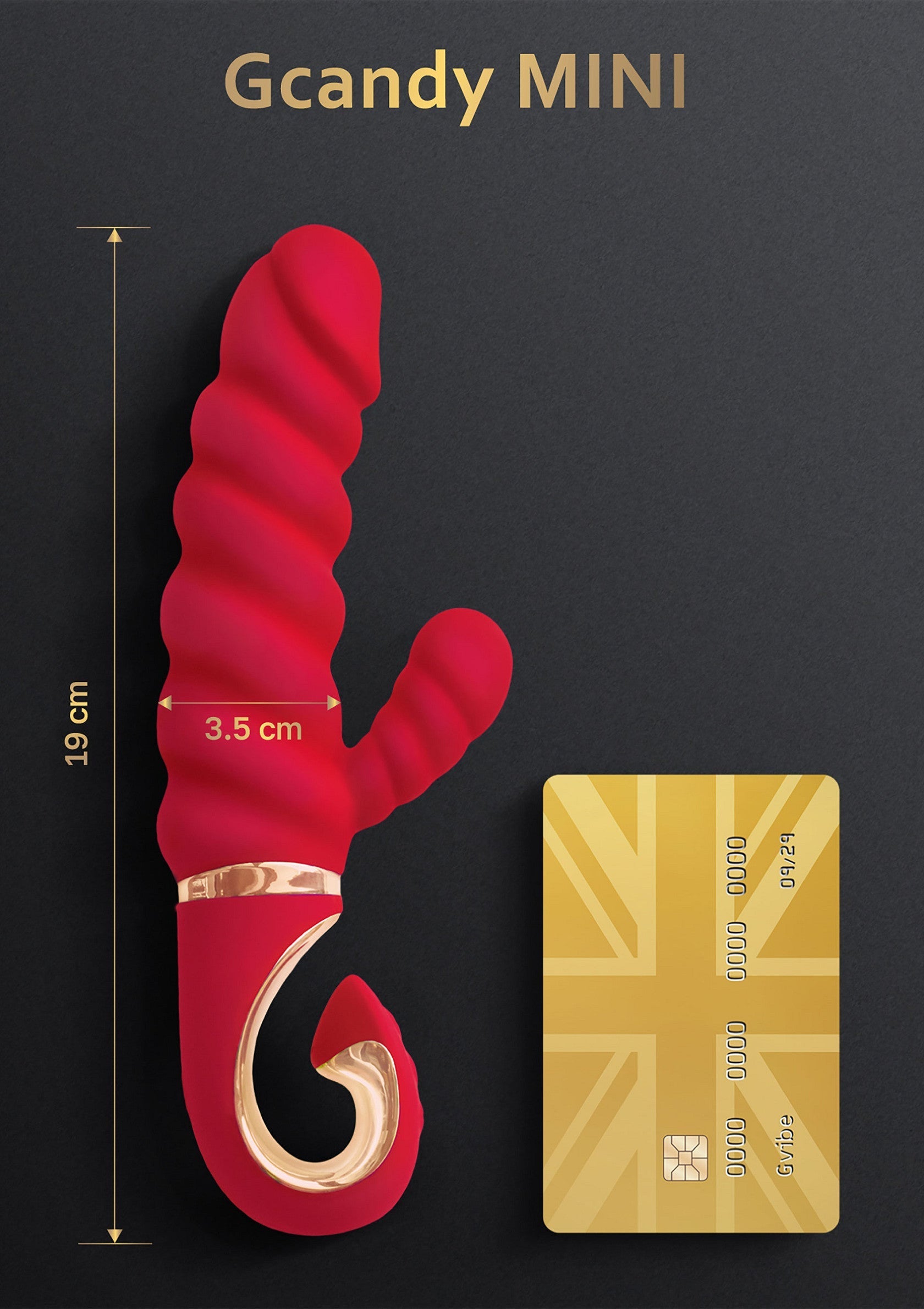 Gcandy MINI, vibromasseur rouge compact pour le plaisir. Design élégant et dimensions parfaites. ; Gcandy MINI, compacte rode vibrator voor plezier. Strak ontwerp en perfecte afmetingen.; Gcandy MINI, compact red vibrator for pleasure. Sleek design & perfect dimensions.