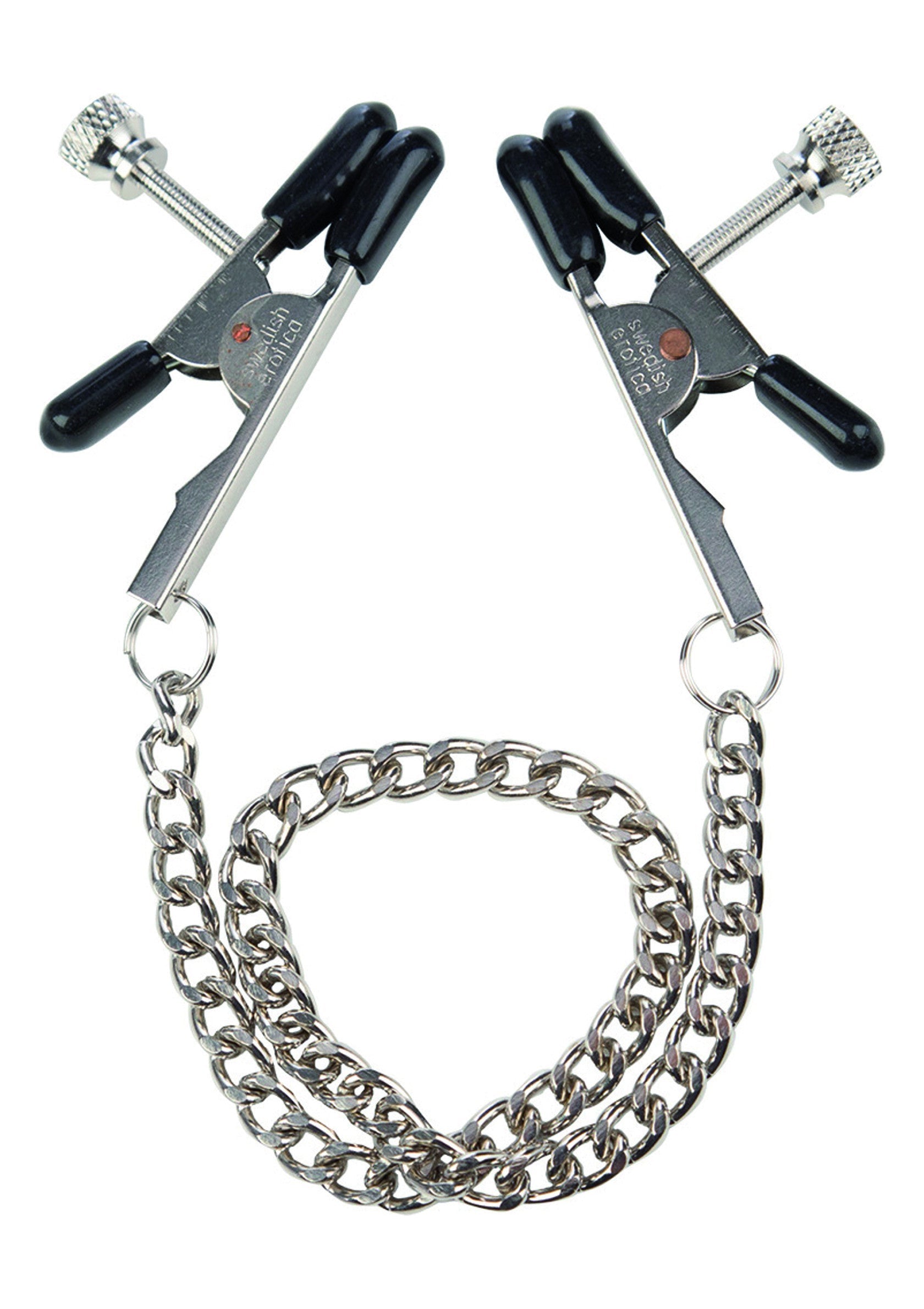 Pinces à tétons avec chaîne. Accessoires de jeu pour adultes.; Tepelklemmen met ketting. Speelgoedaccessoires voor volwassenen.; Nipple clamps with chain. Adult play accessories.