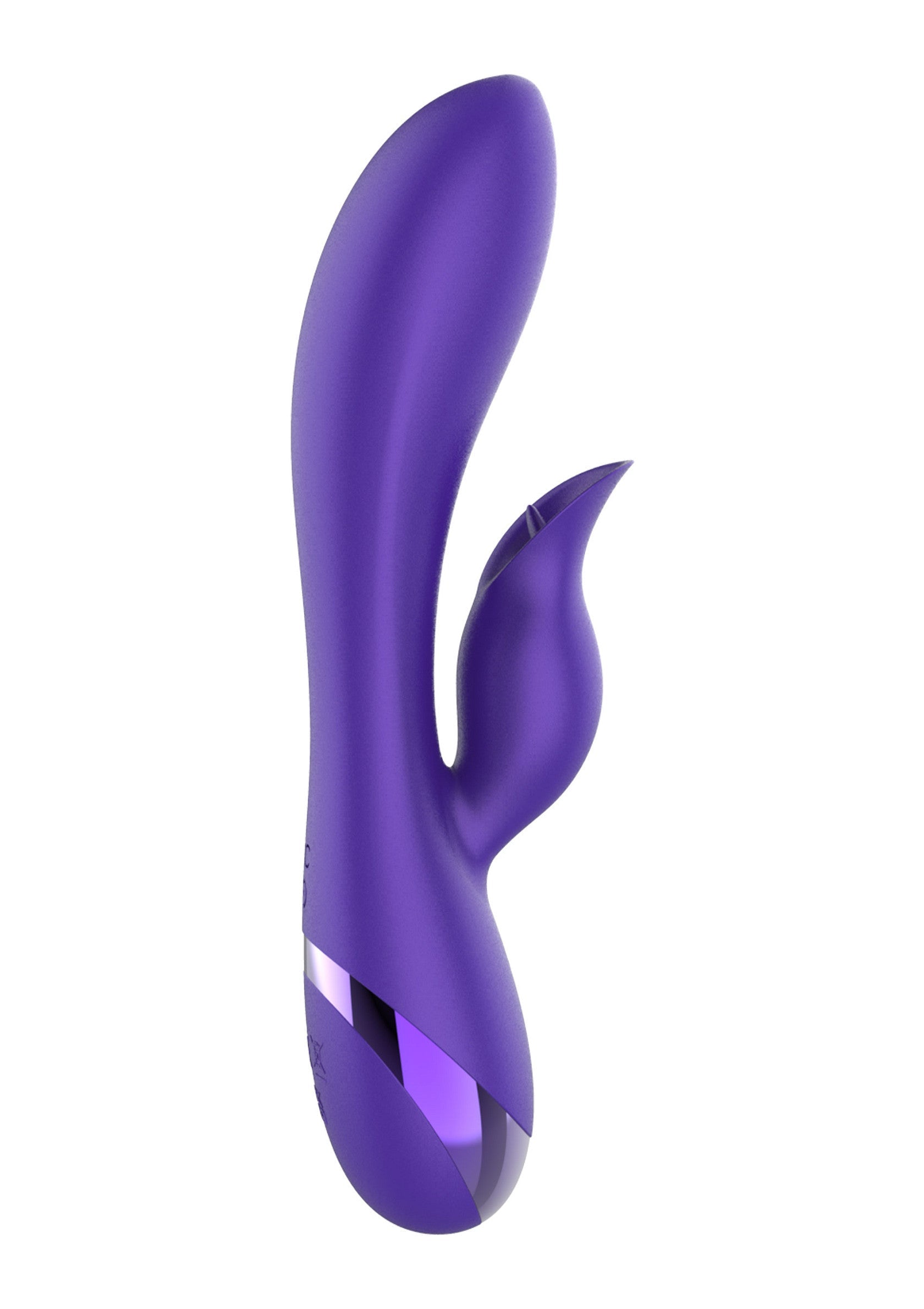 Vibromasseur double stimulant violet pour un plaisir intense et varié.; Paarse dubbele stimulator vibrator voor intens en gevarieerd plezier.; Purple dual-stimulator vibrator for intense and varied pleasure.