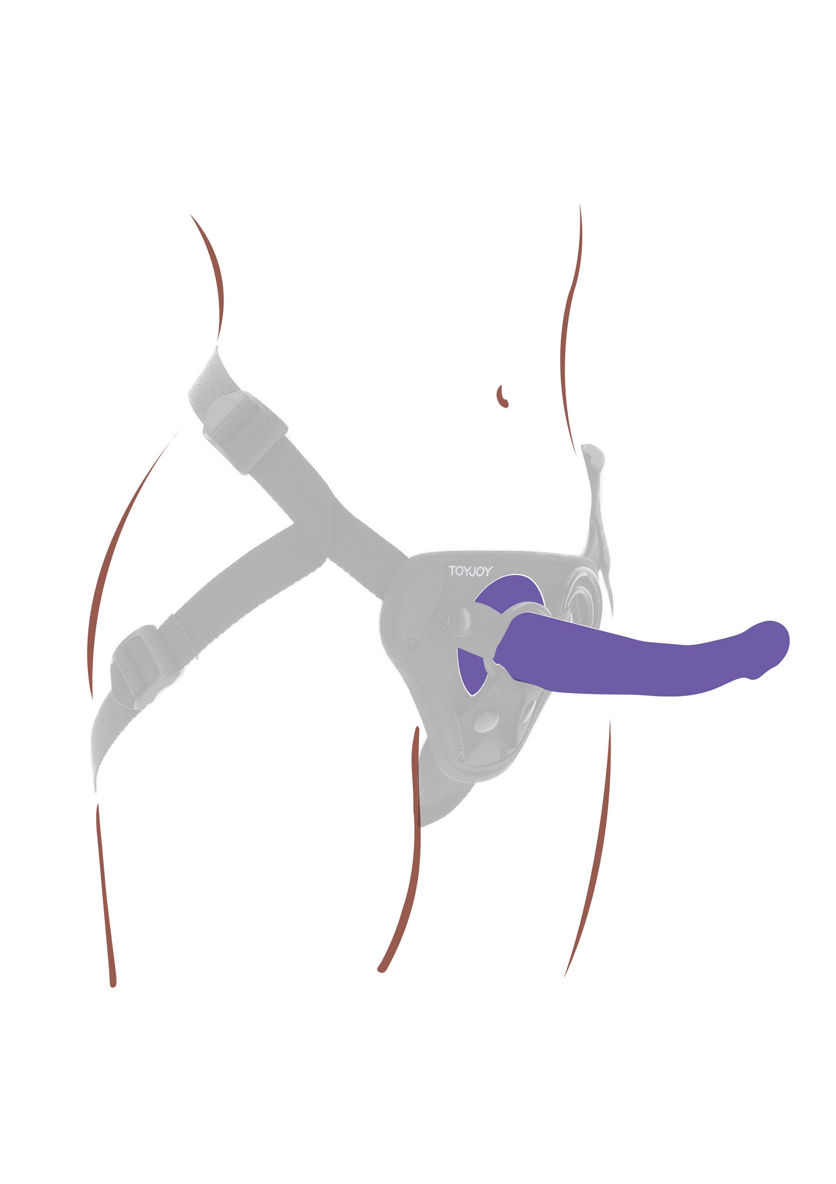 Harnais pour gode ceinture avec gode violet pour un plaisir garanti.; Harnas voor strap-on dildo met paarse dildo voor gegarandeerd plezier.; Strap-on harness with purple dildo for guaranteed pleasure.