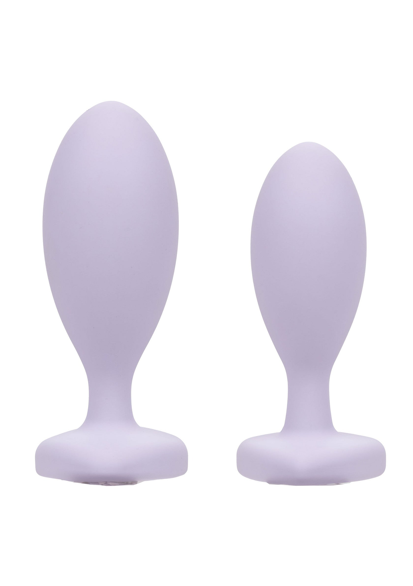 Ensemble de plugs anaux lisses en silicone lavande. Formes ovoïdes douces pour le plaisir anal graduel.; Set gladde anale plugs van lavendelkleurige siliconen. Zachte eivormen voor geleidelijk anaal genot.; Lavender silicone smooth anal plug set. Gentle egg shapes for gradual anal pleasure.