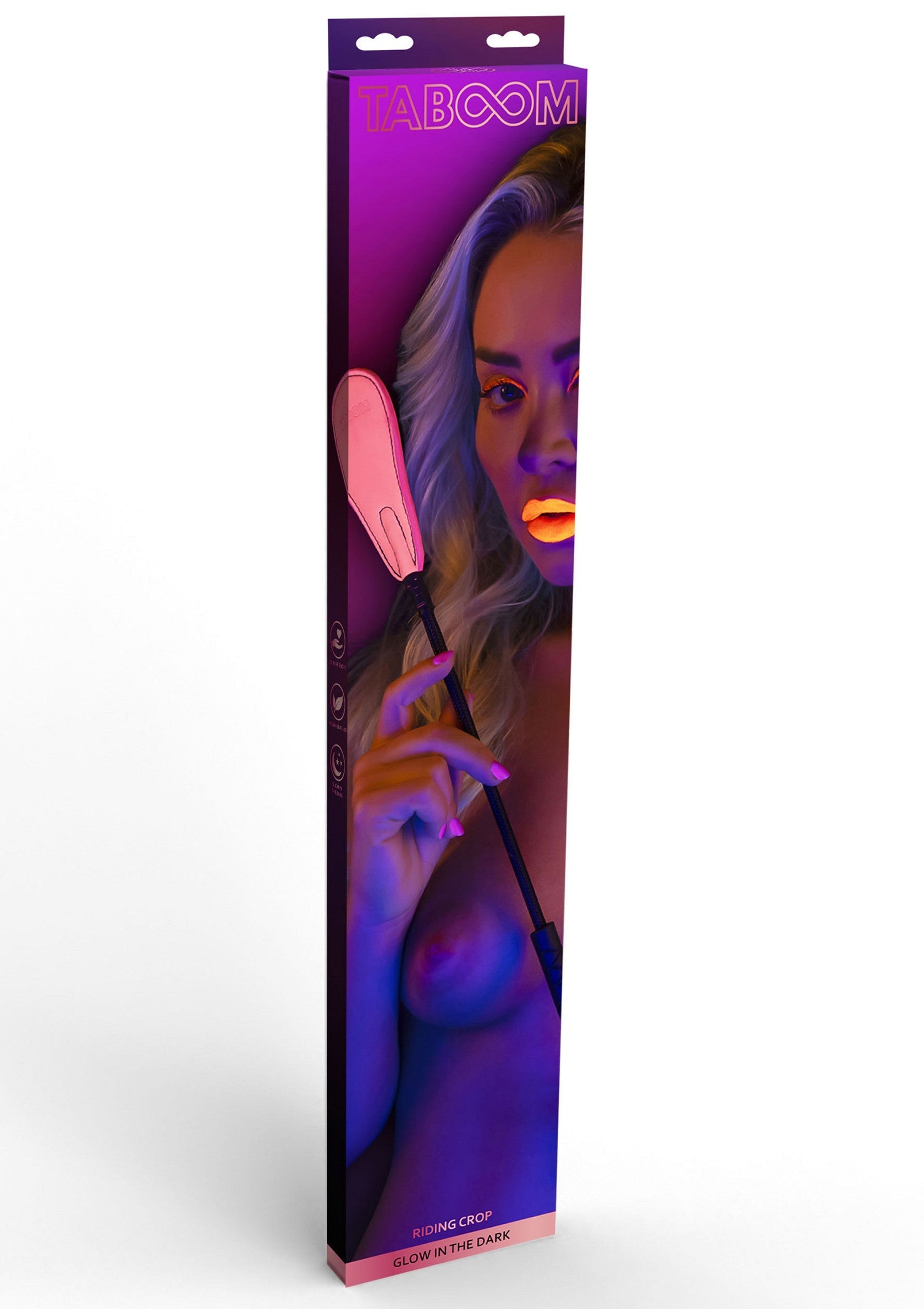 Cravache TABOOM 'Glow in the dark' pour des jeux coquins dans l'obscurité. Pimentez vos nuits avec cet accessoire érotique.; TABOOM 'Glow in the dark' rijzweep voor ondeugende spelletjes in het donker. Geef je nachten pit met dit erotische accessoire.; TABOOM 'Glow in the dark' riding crop for naughty games in the dark. Spice up your nights with this erotic accessory.